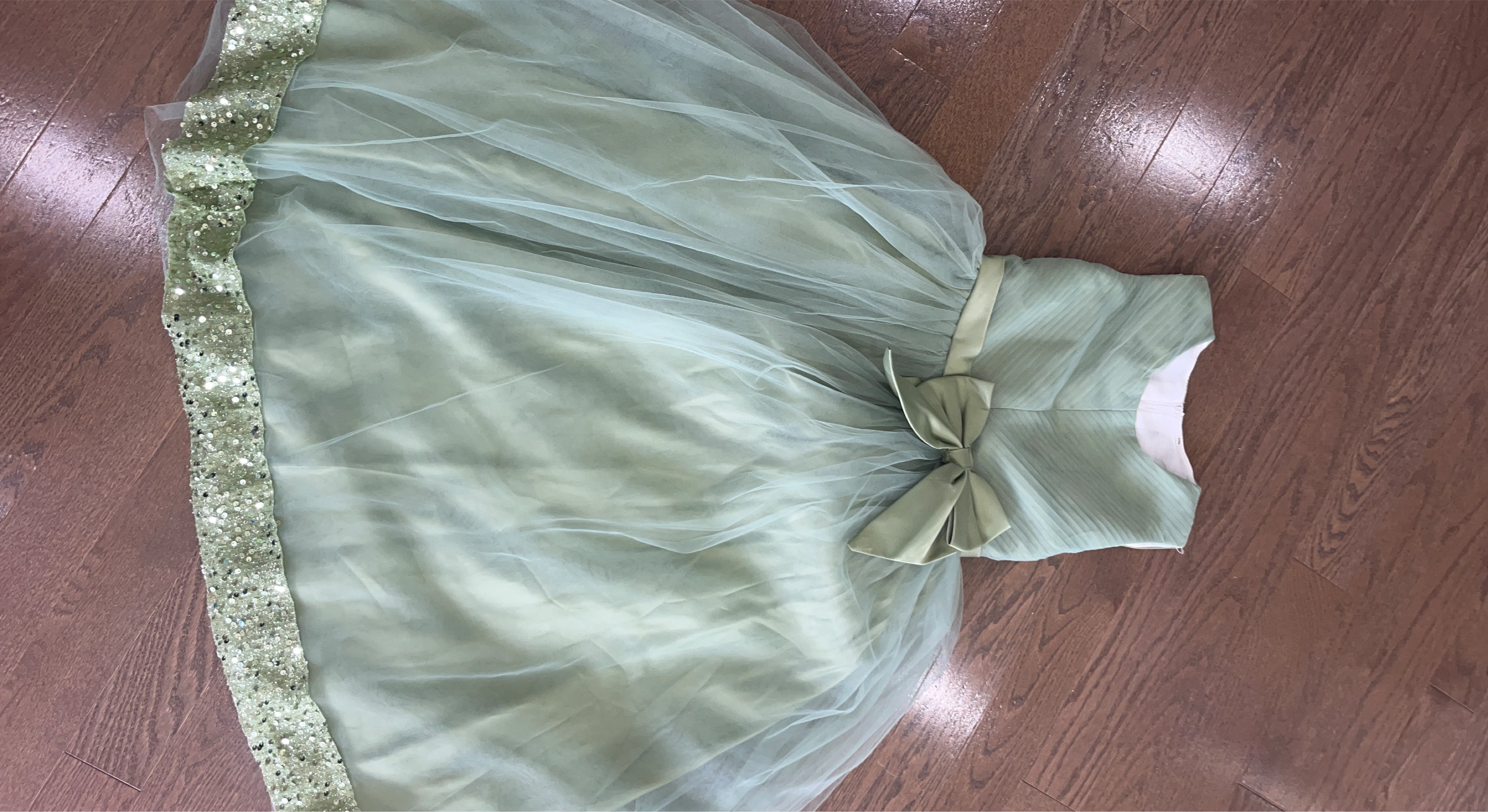 Sage Green Tulle Dress with Sequins