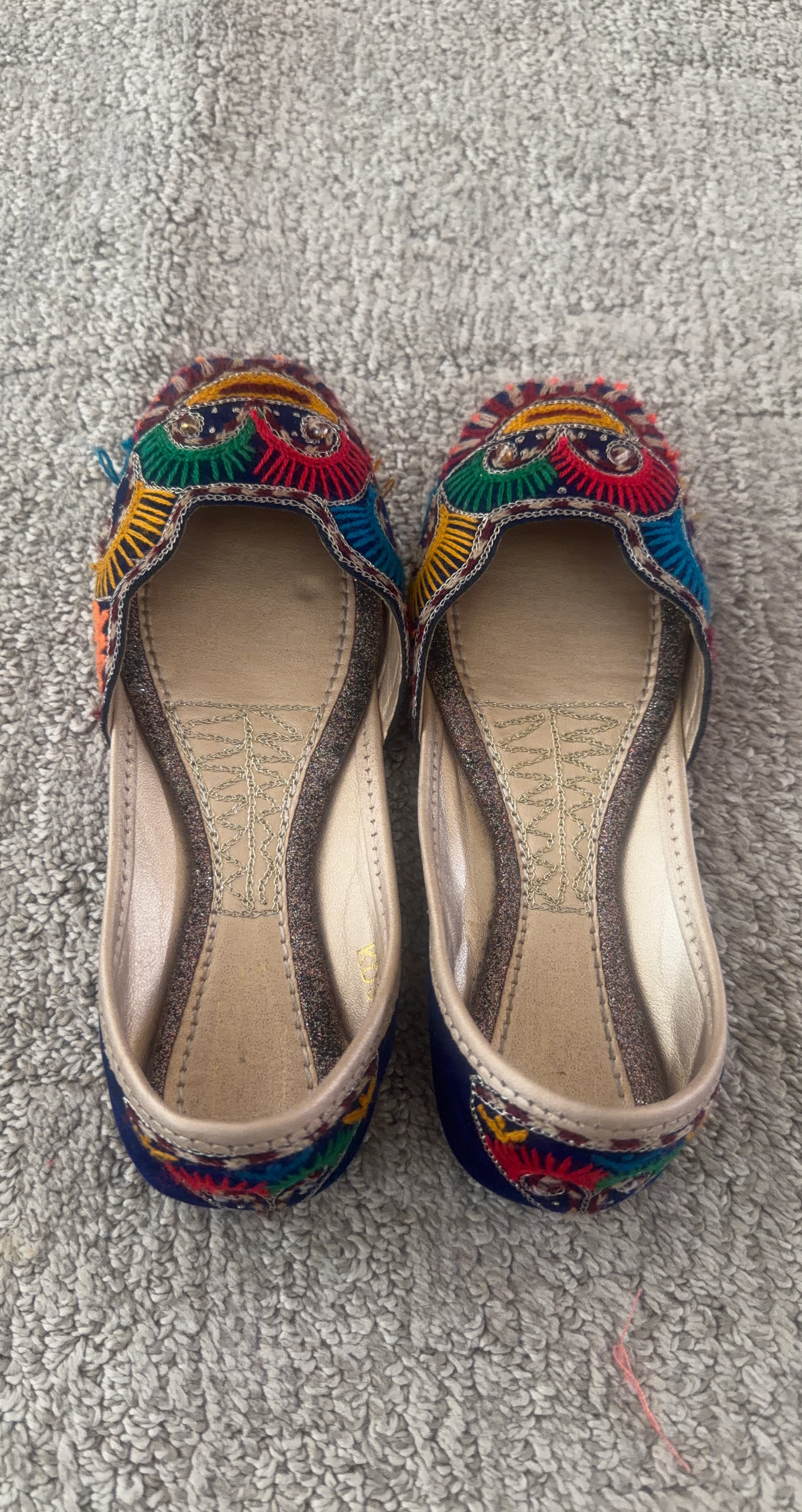 Embroidered Blue Flats