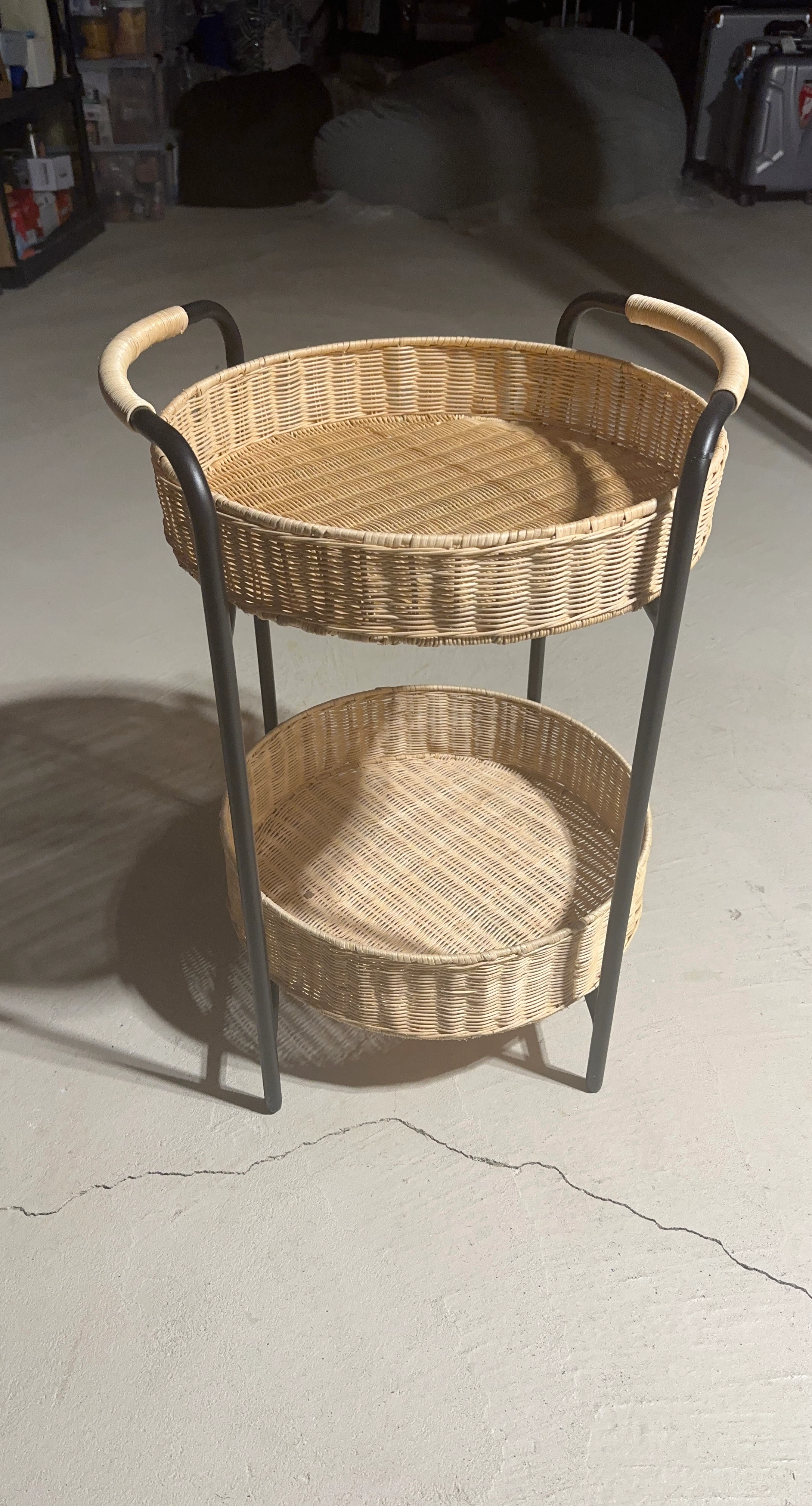 2-Tier Wicker Serving Cart