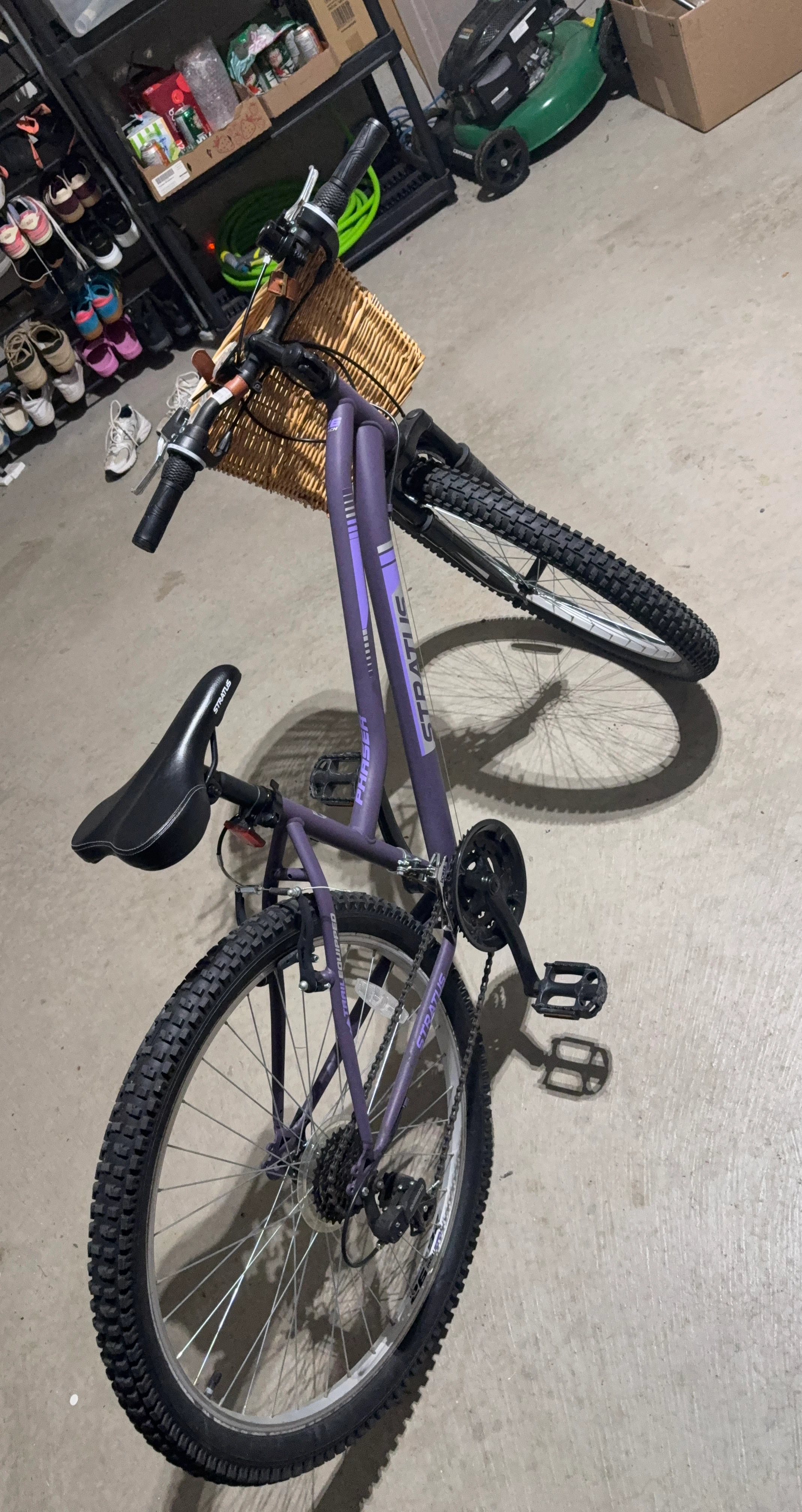 Purple Stratus Mountain Bike with Basket