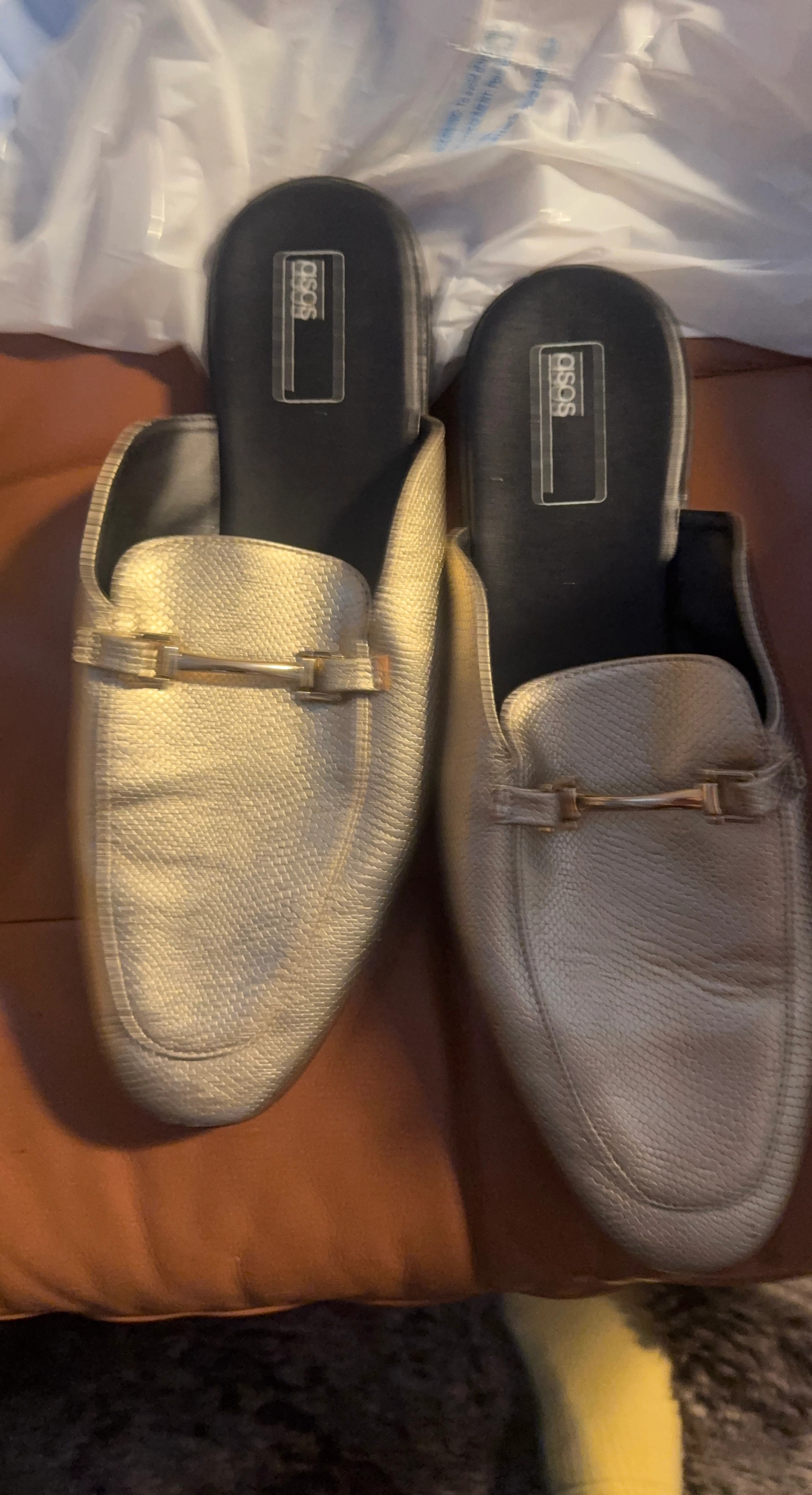 ASOS Gold Metallic Mules Size 7