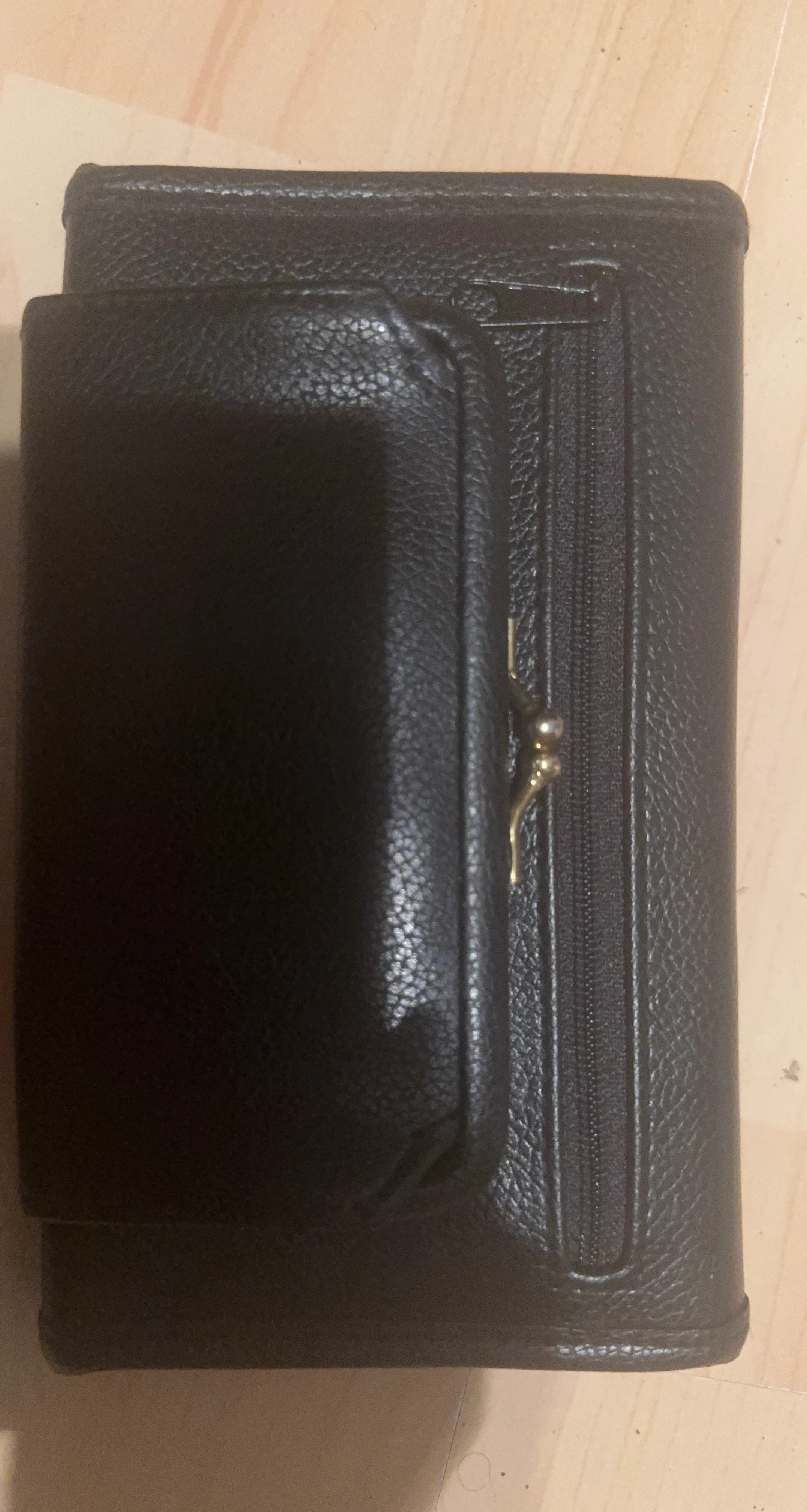 Black Faux Leather Clutch Wallet with Strap