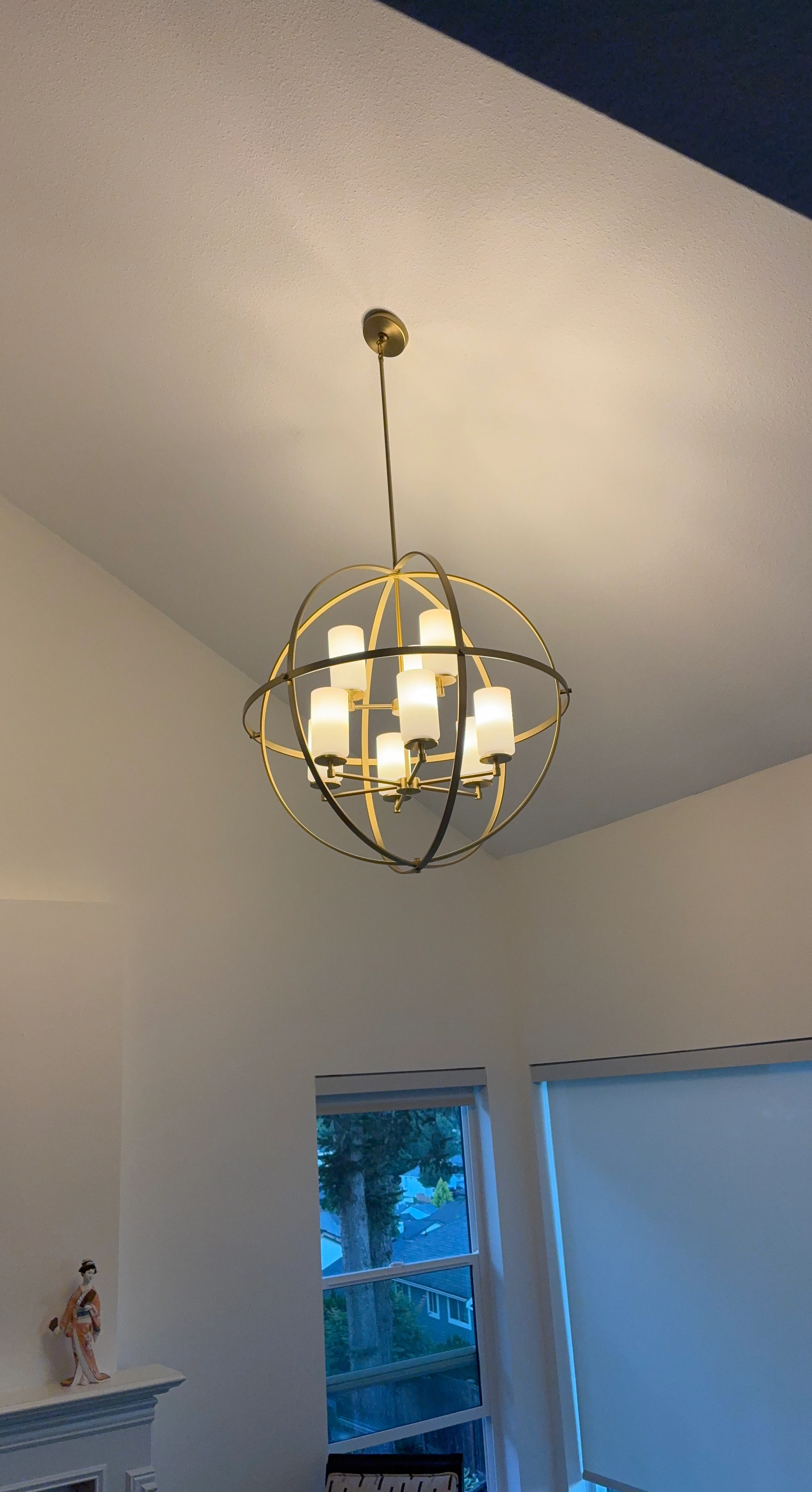 Modern Gold Sputnik Chandelier with Globe Cage
