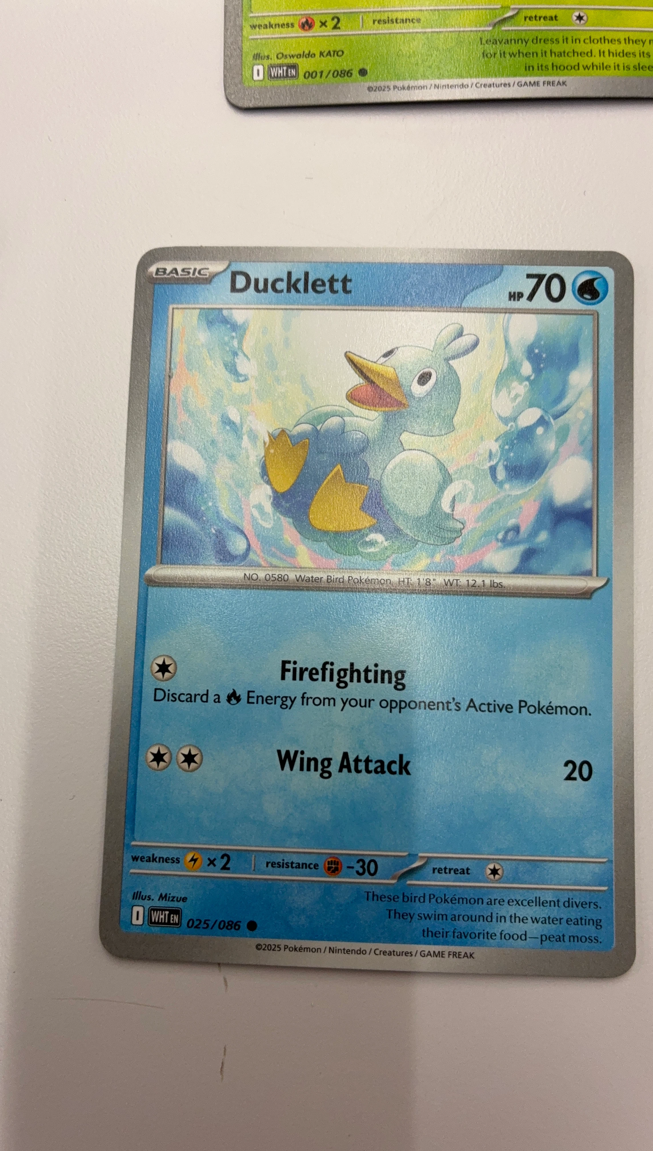 Pokemon Ducklett Trading Card