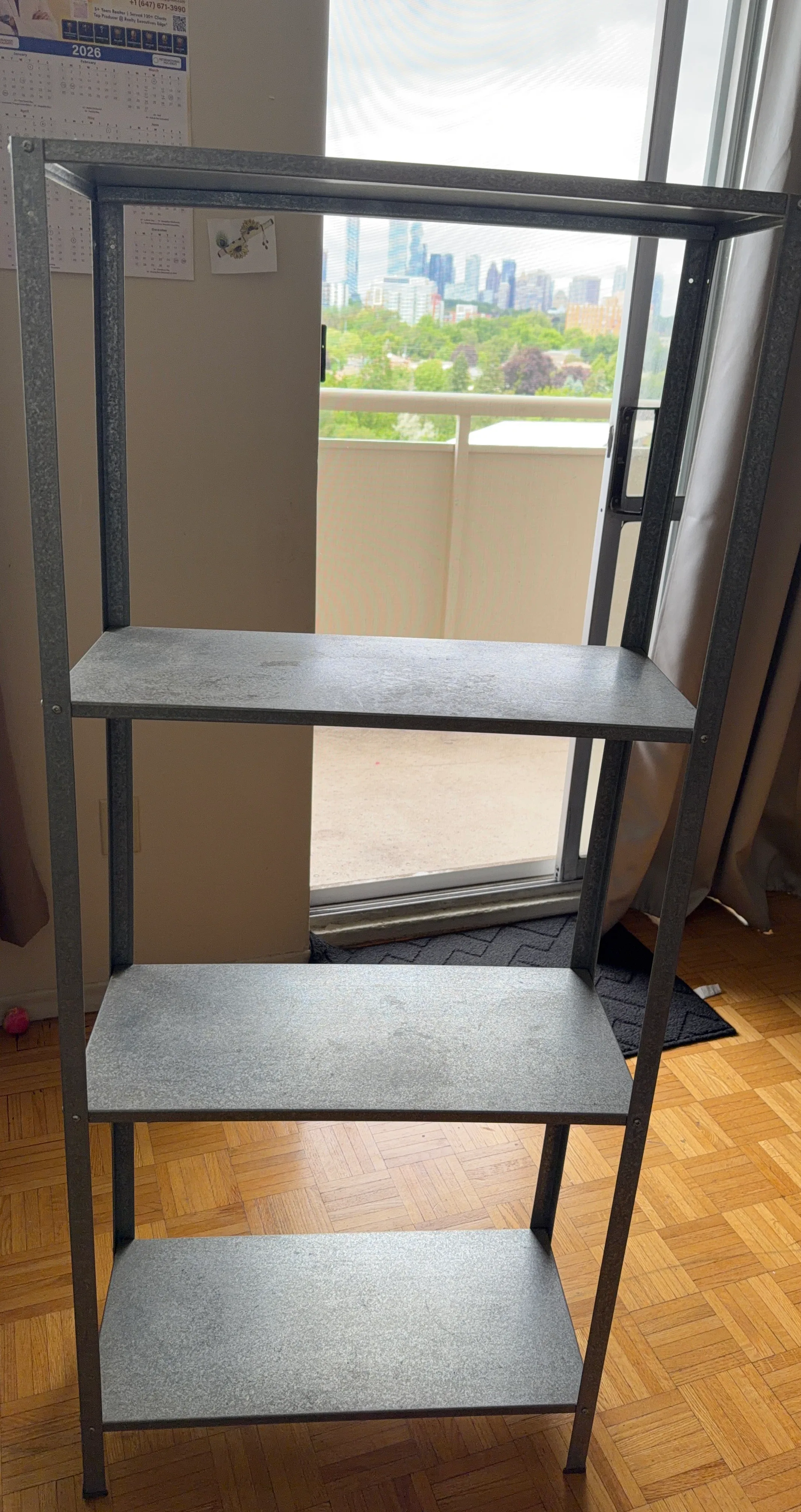 2 Galvanized Metal 3-Shelf Ladder Shelf