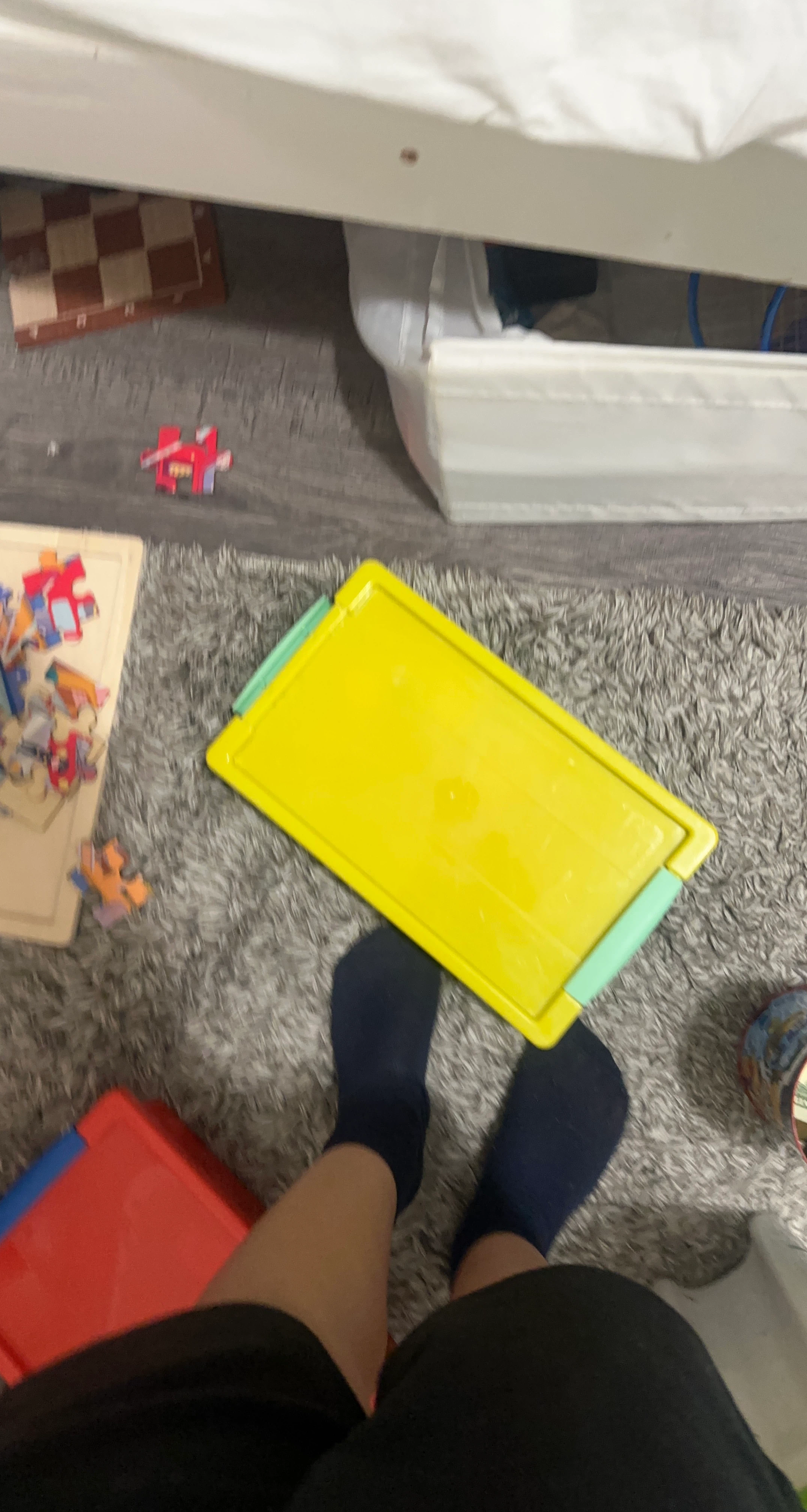 Yellow Plastic Storage Bin Lid