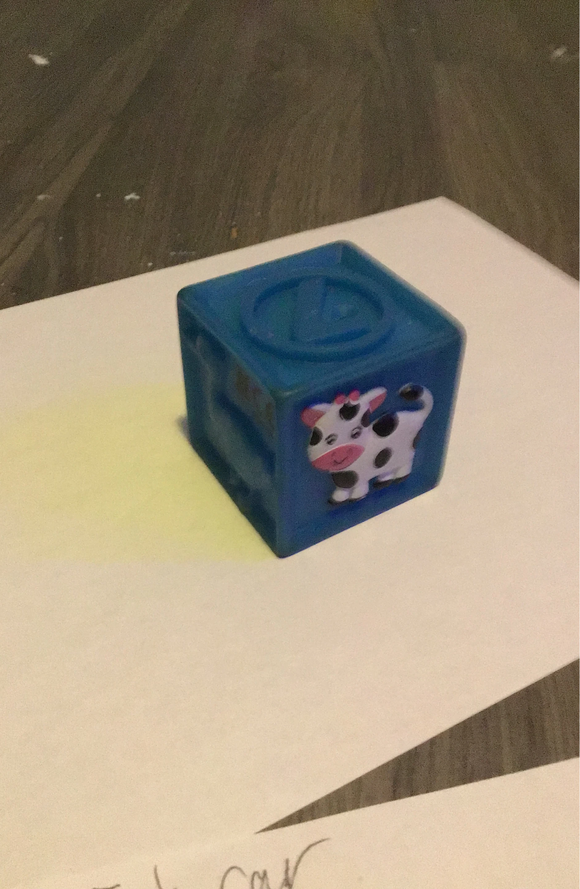 Blue Plastic Shape Sorter Toy with Cow Design