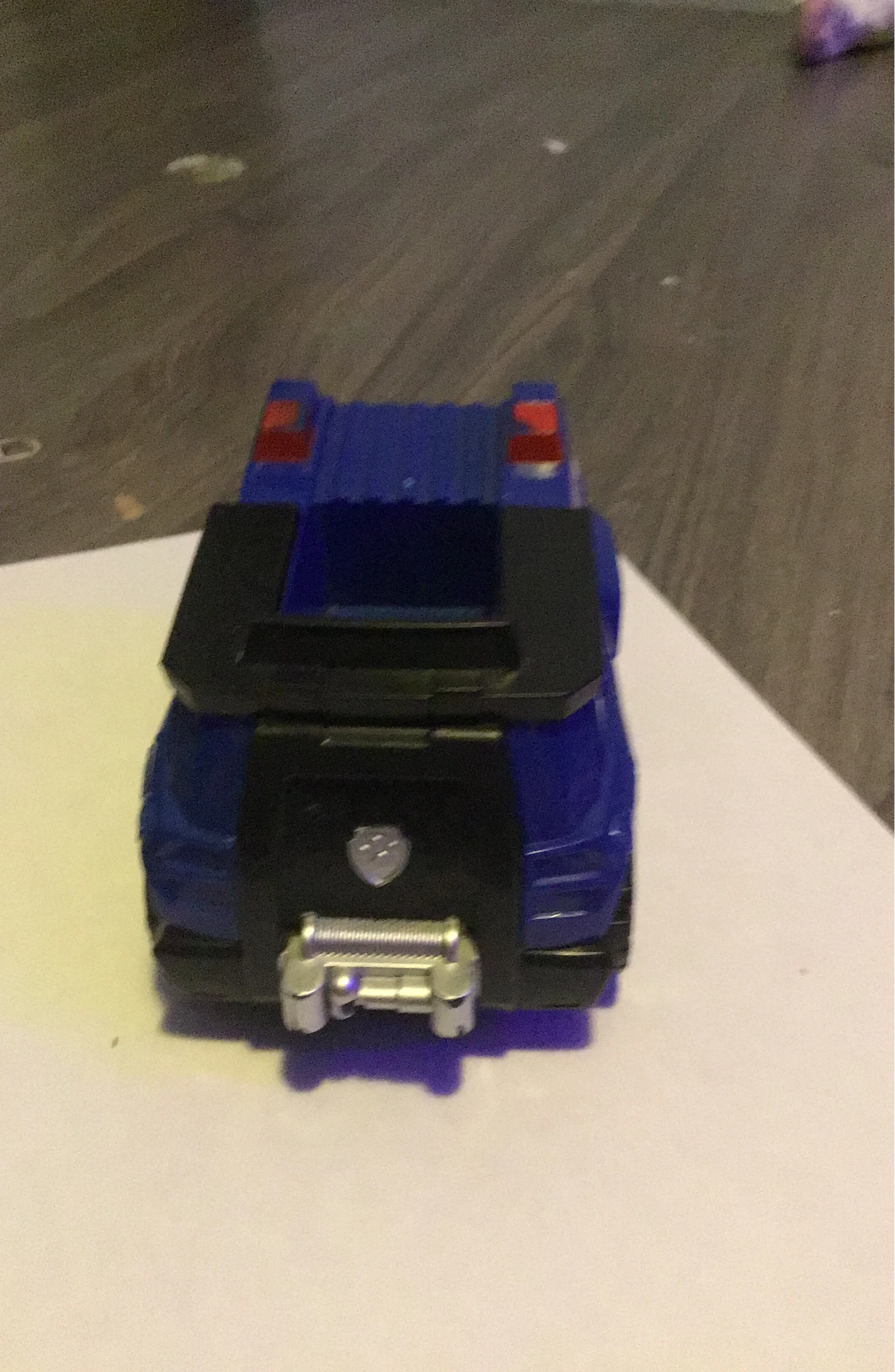 Blue Police Toy Car with Paw Patrol Emblem