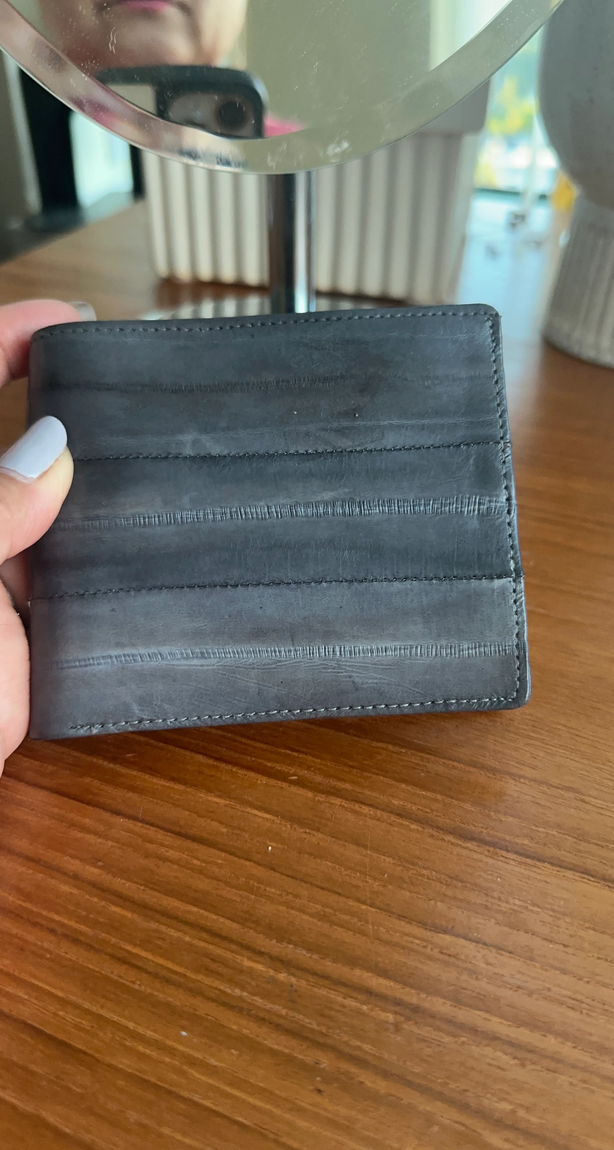 Grey Eel Skin Bi-fold Wallet