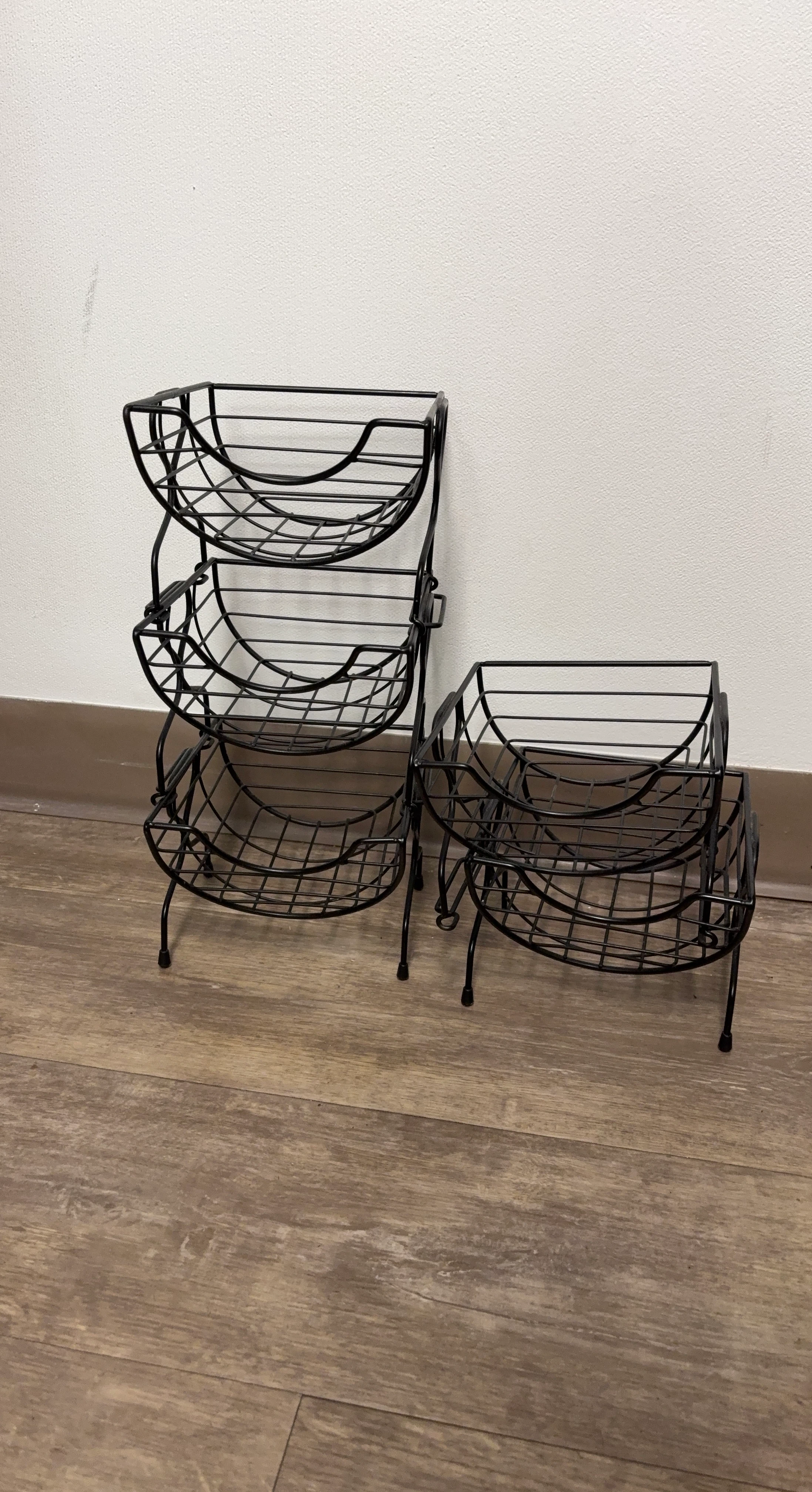 Black Wire 3-Tier Fruit Basket Stand