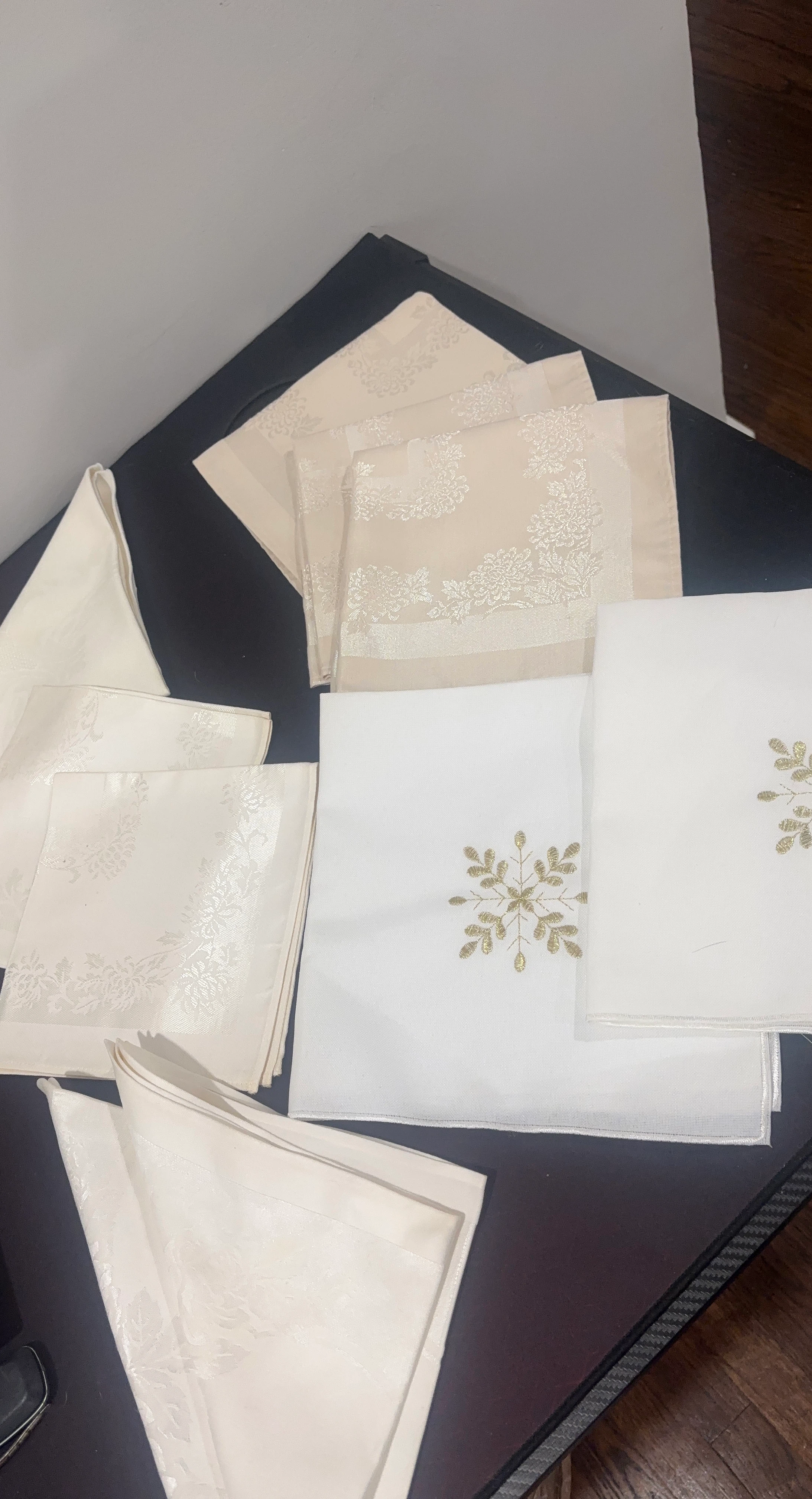 Collection Of Vintage Napkins  Different Details - 10 Pieces