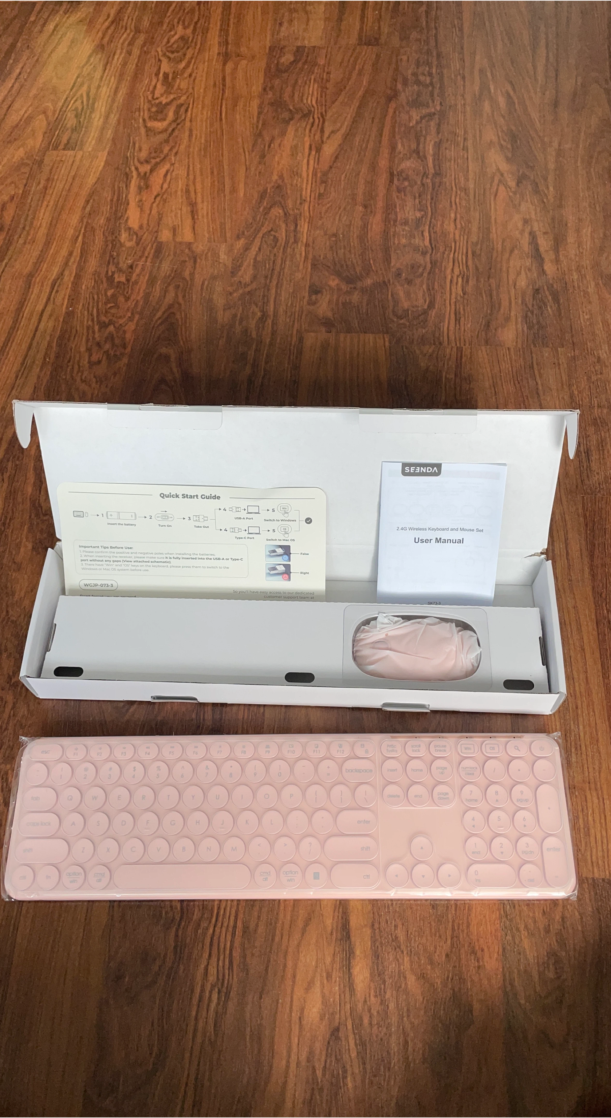 ⚽ NIB Pink SEENDA Wireless Mechanical Keyboard & Mouse Set - photo 2