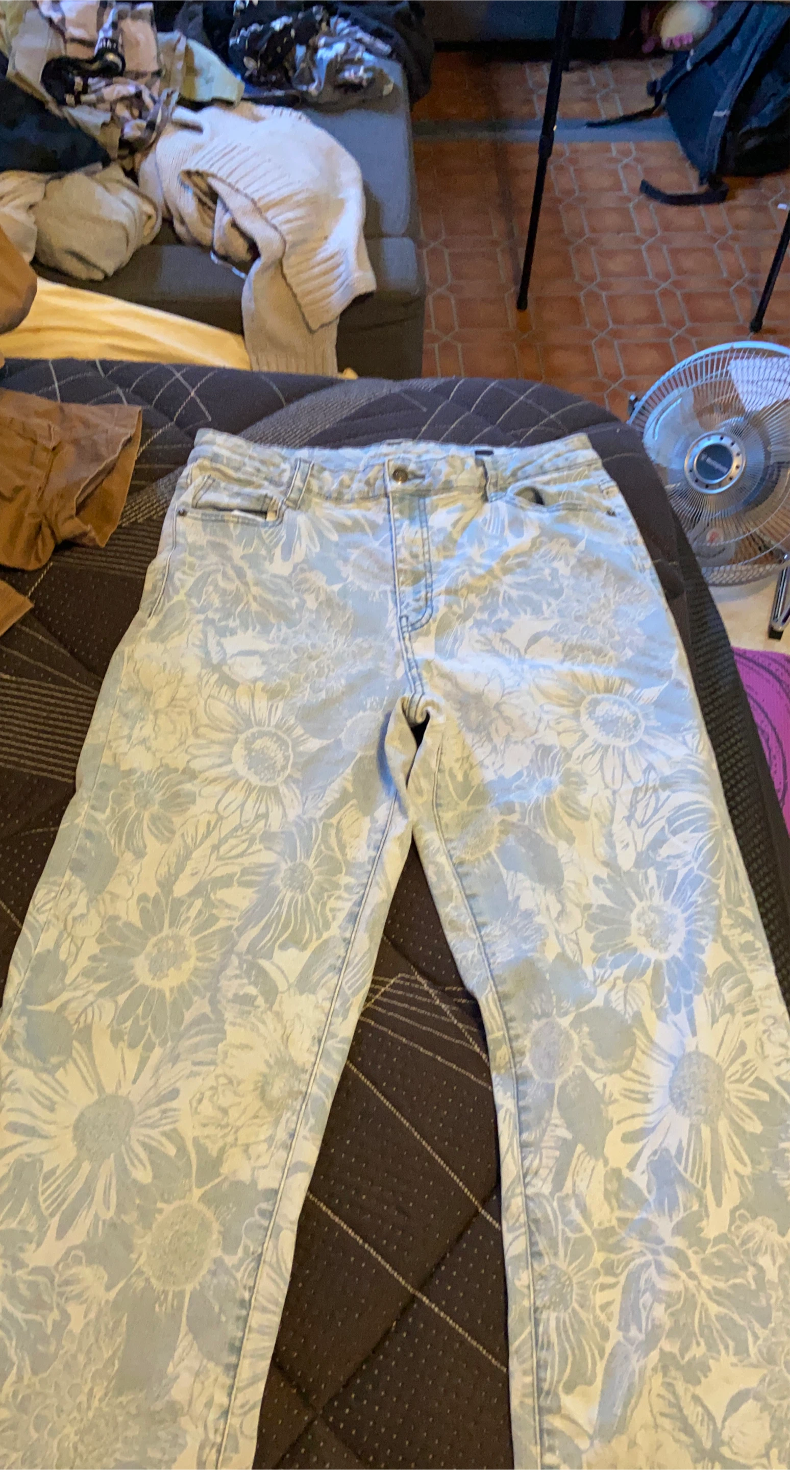 Floral Print Jeans