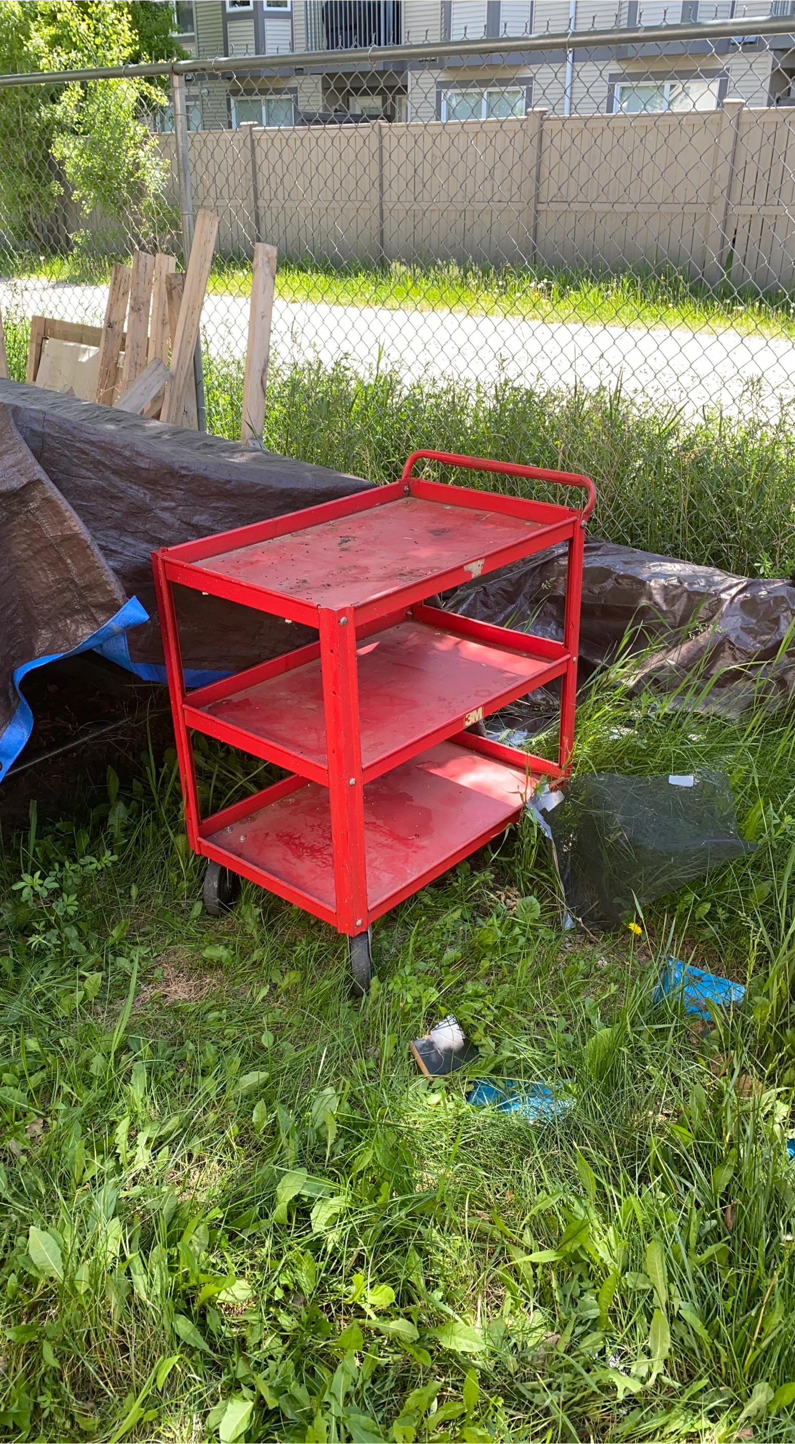 Red 3-Tier Rolling Cart