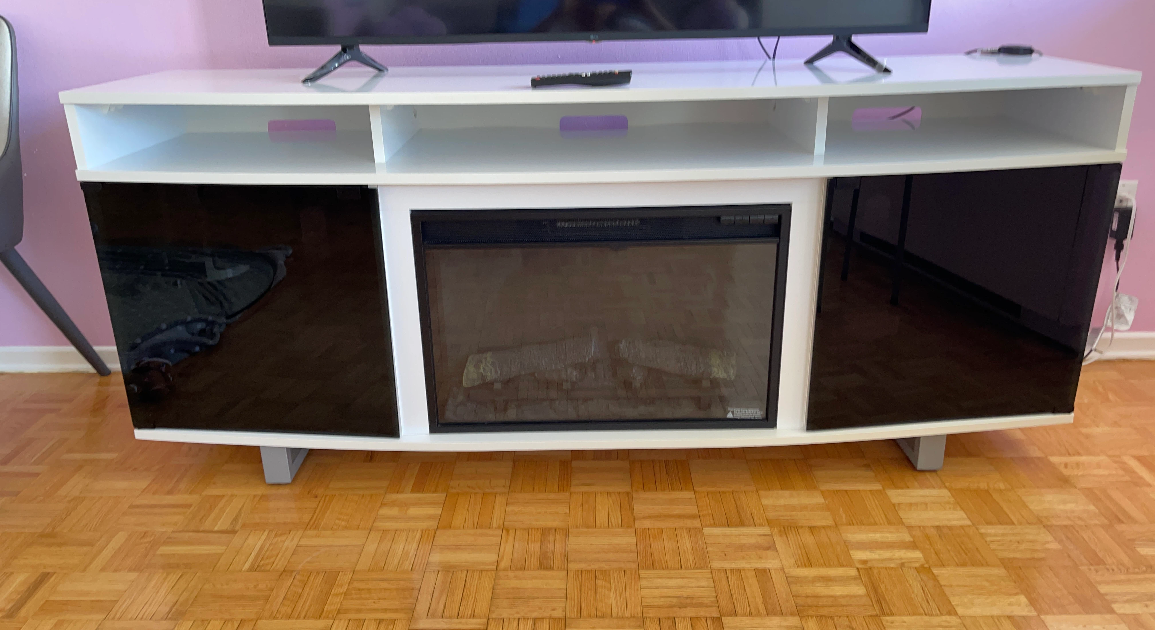White Entertainment Unit with Electric Fireplace
