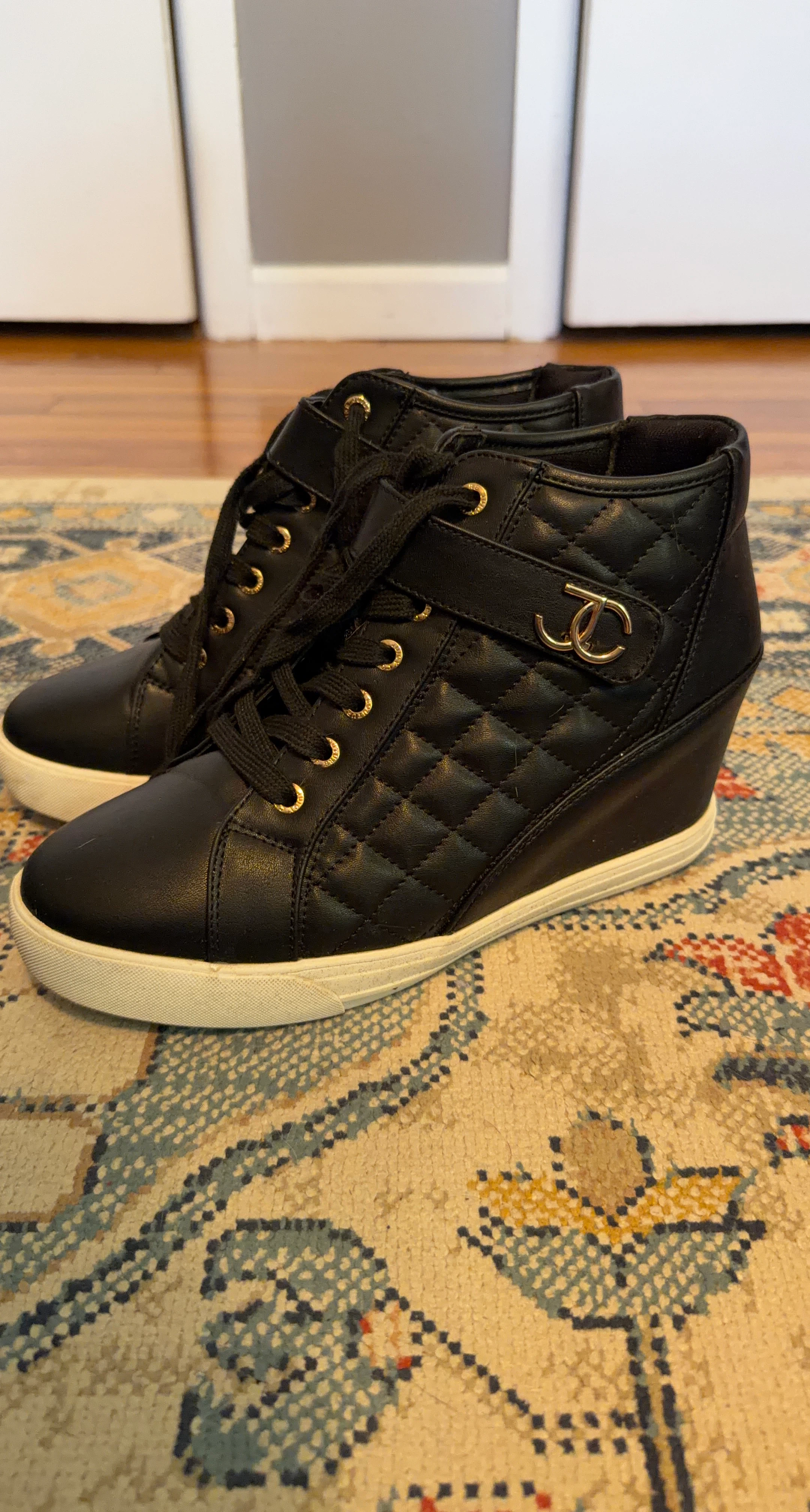 Juicy Couture Black Quilted Wedge Sneakers