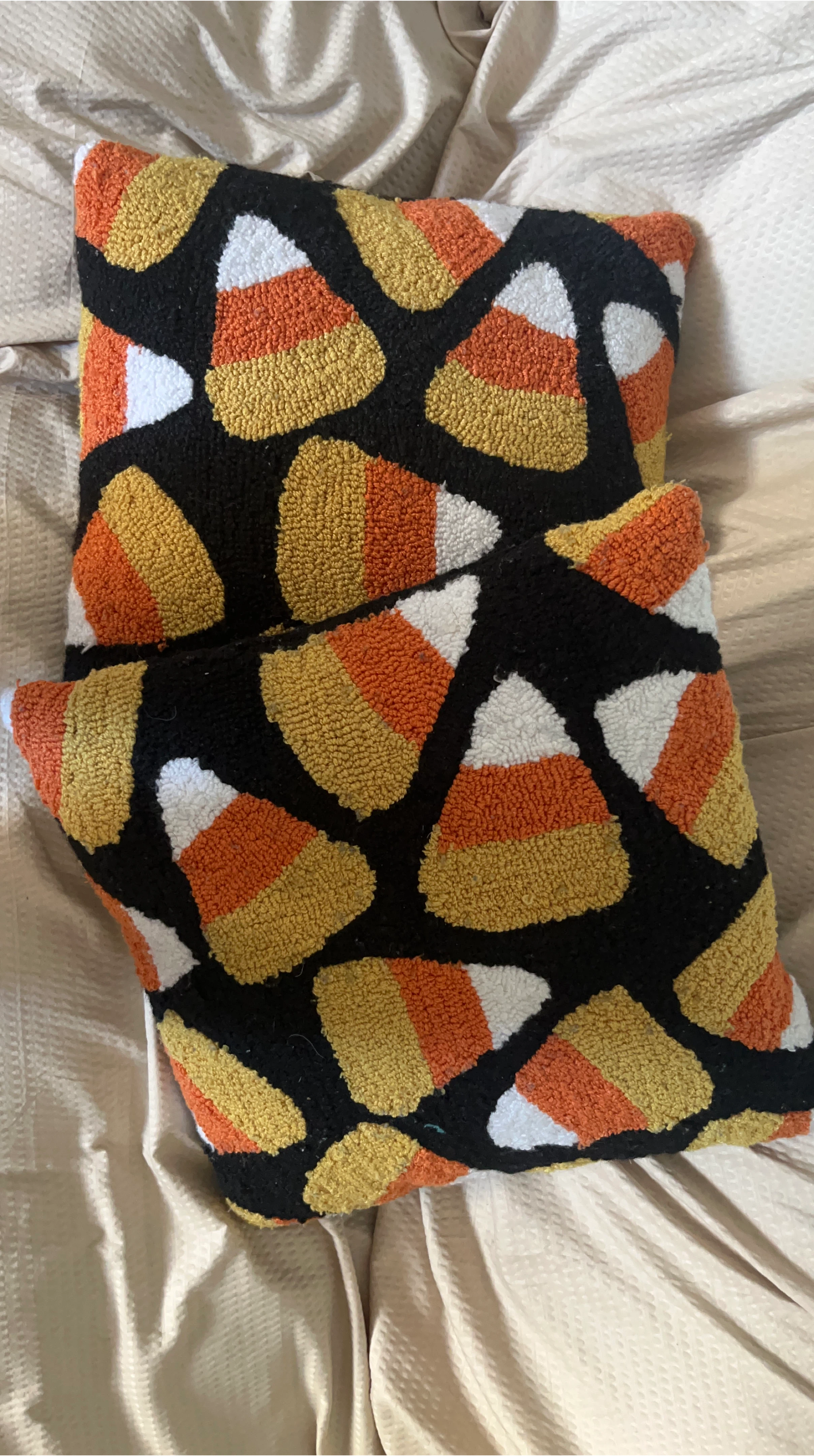 Two Candy Corn Throw Pillows (Set of 2)