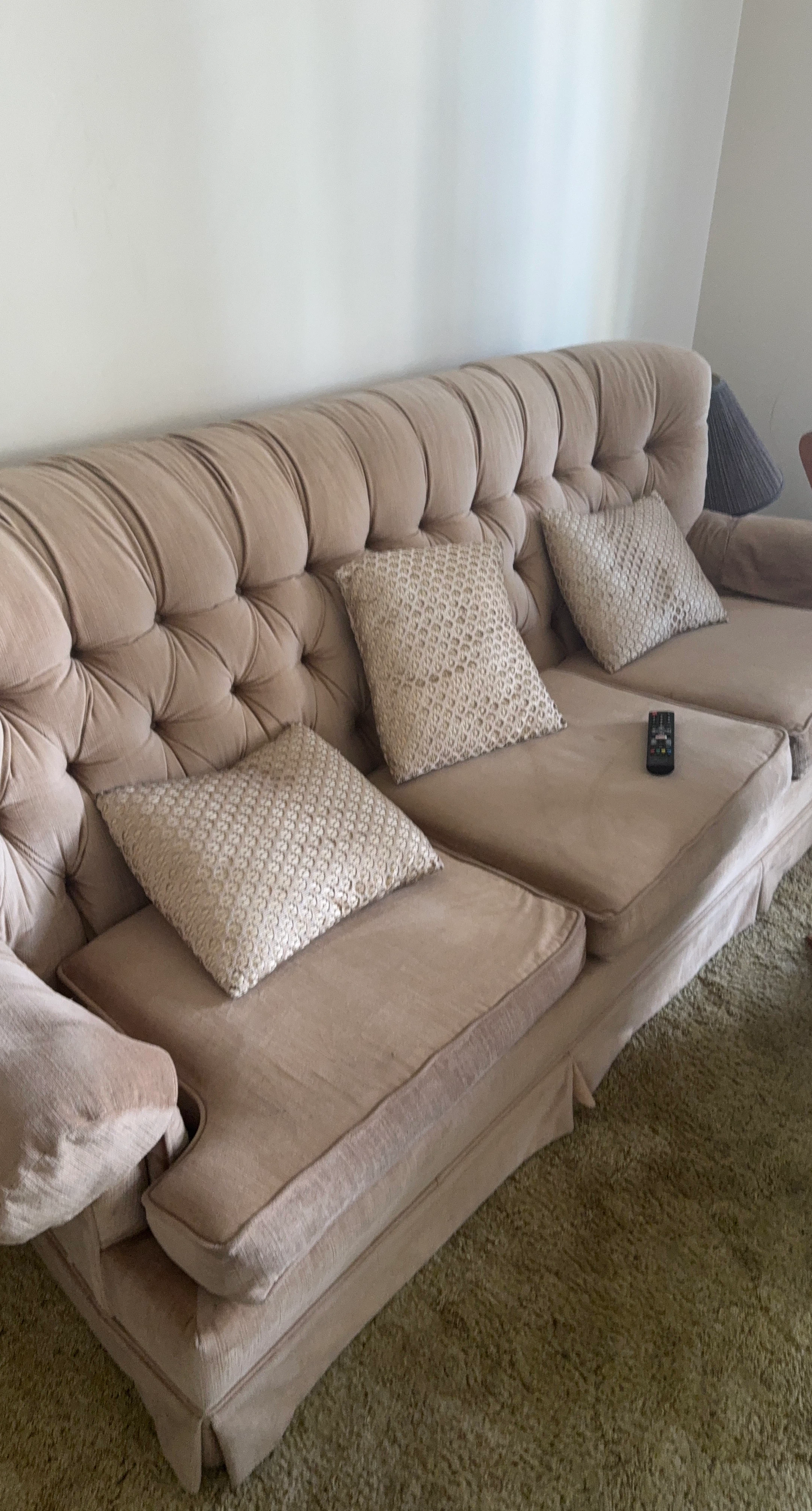 Tufted Sofa with Accent Pillows