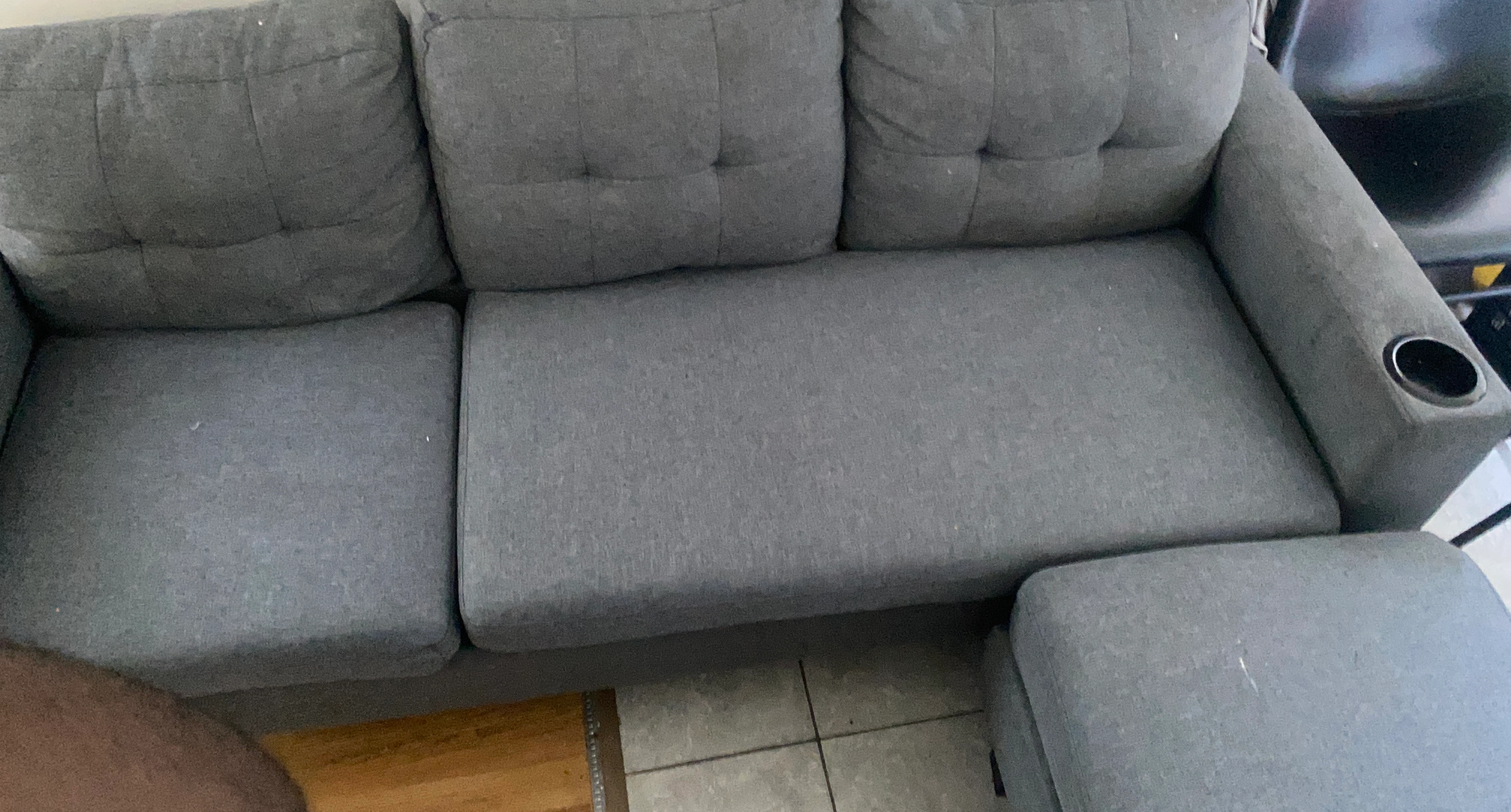 Grey Sectional Sofa with Cupholder