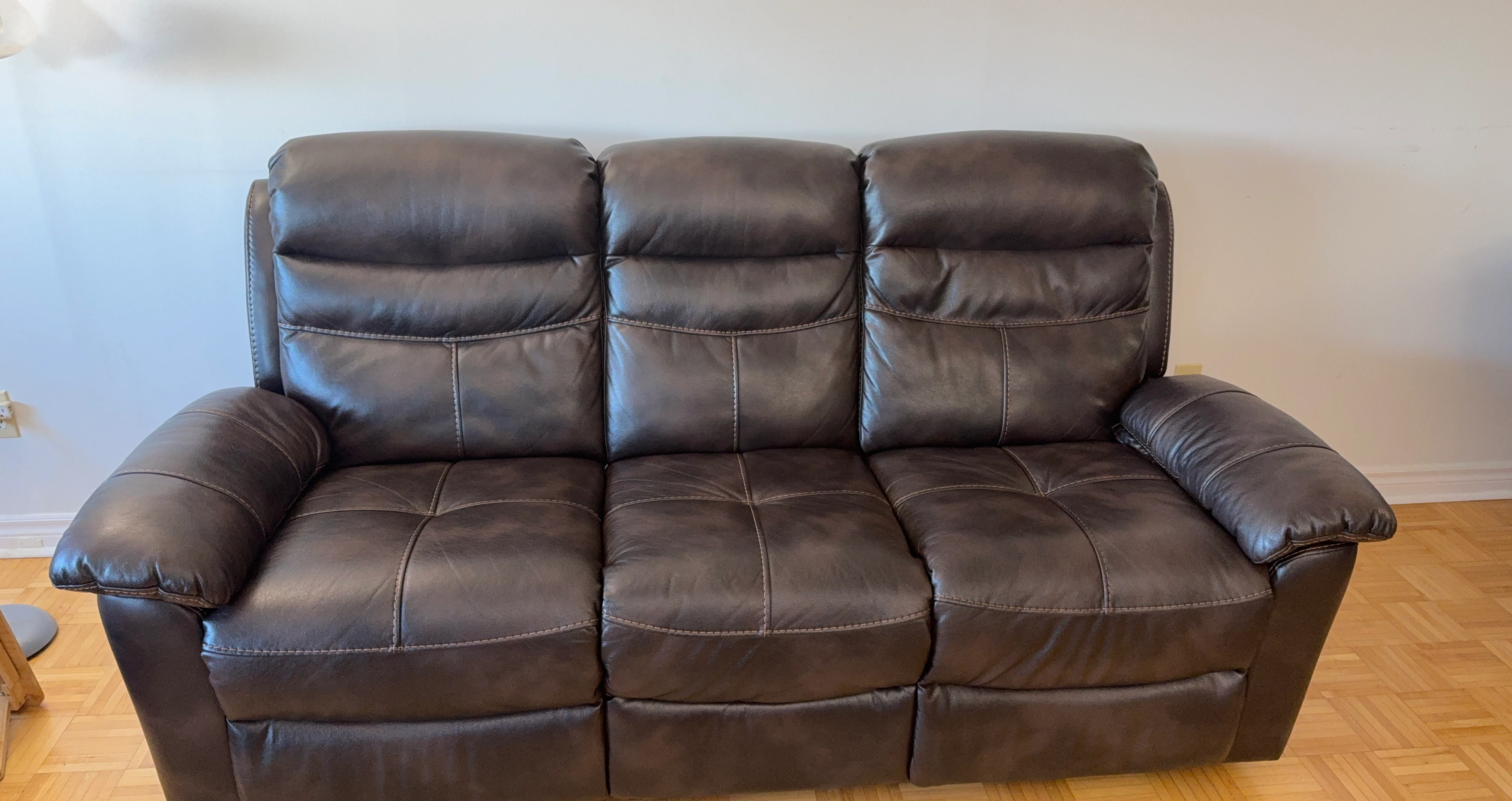 Brown Faux Leather Reclining Sofa