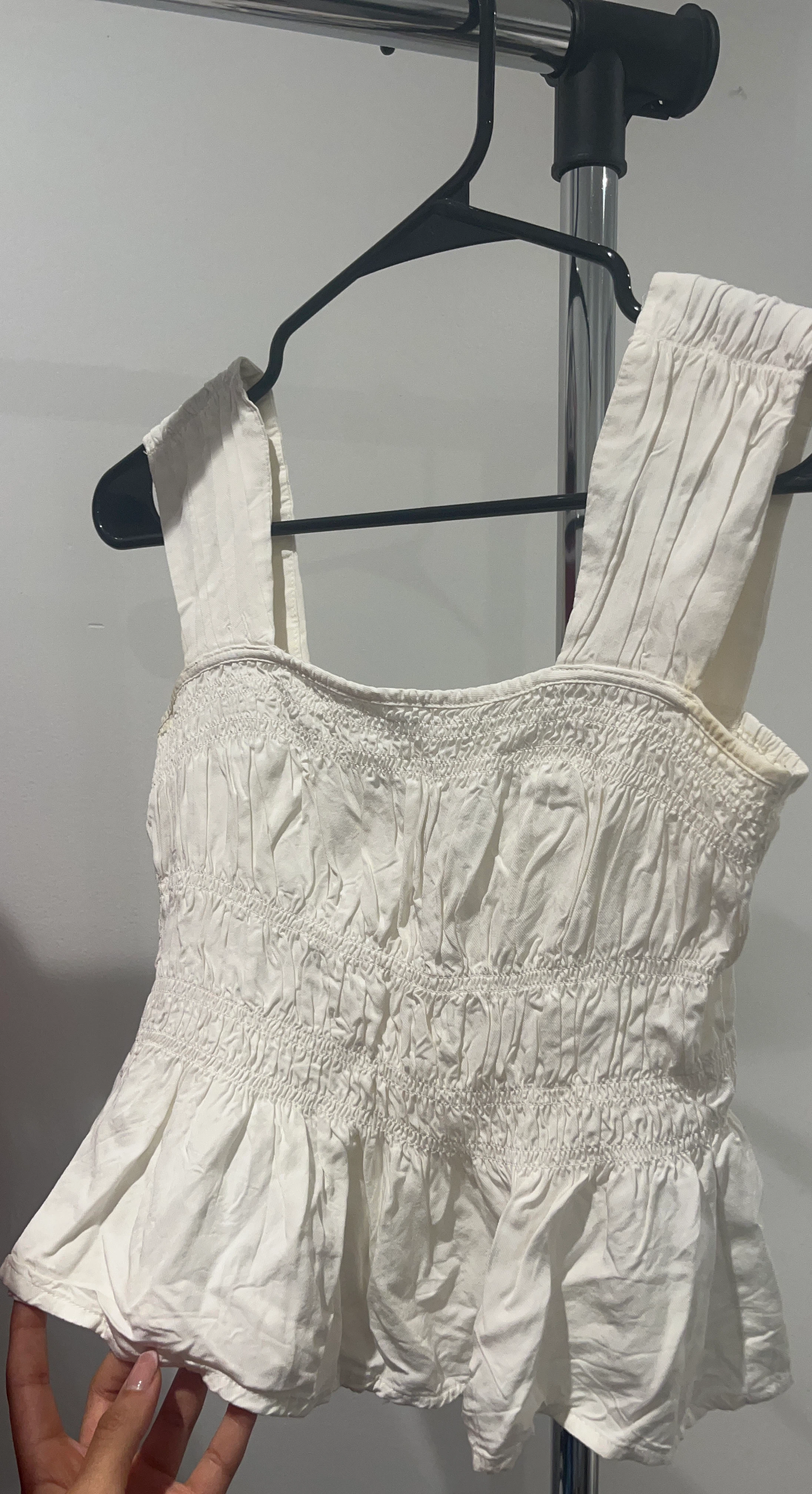 White Smocked Peplum Top