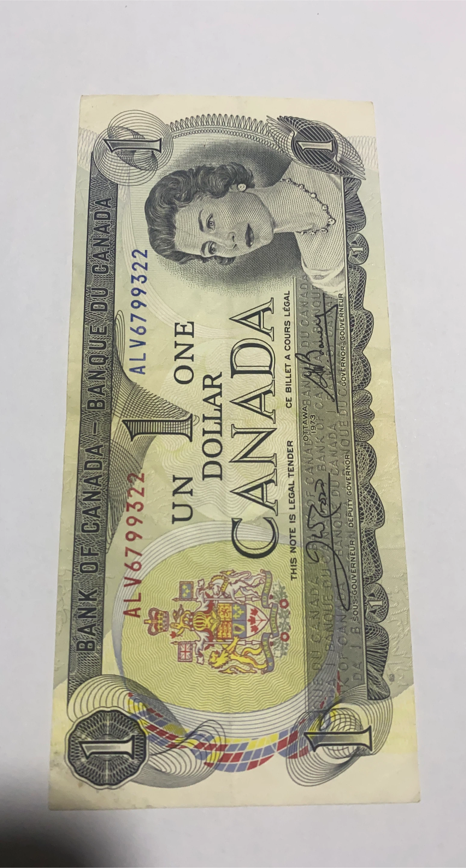 Bank of Canada One Dollar Bill