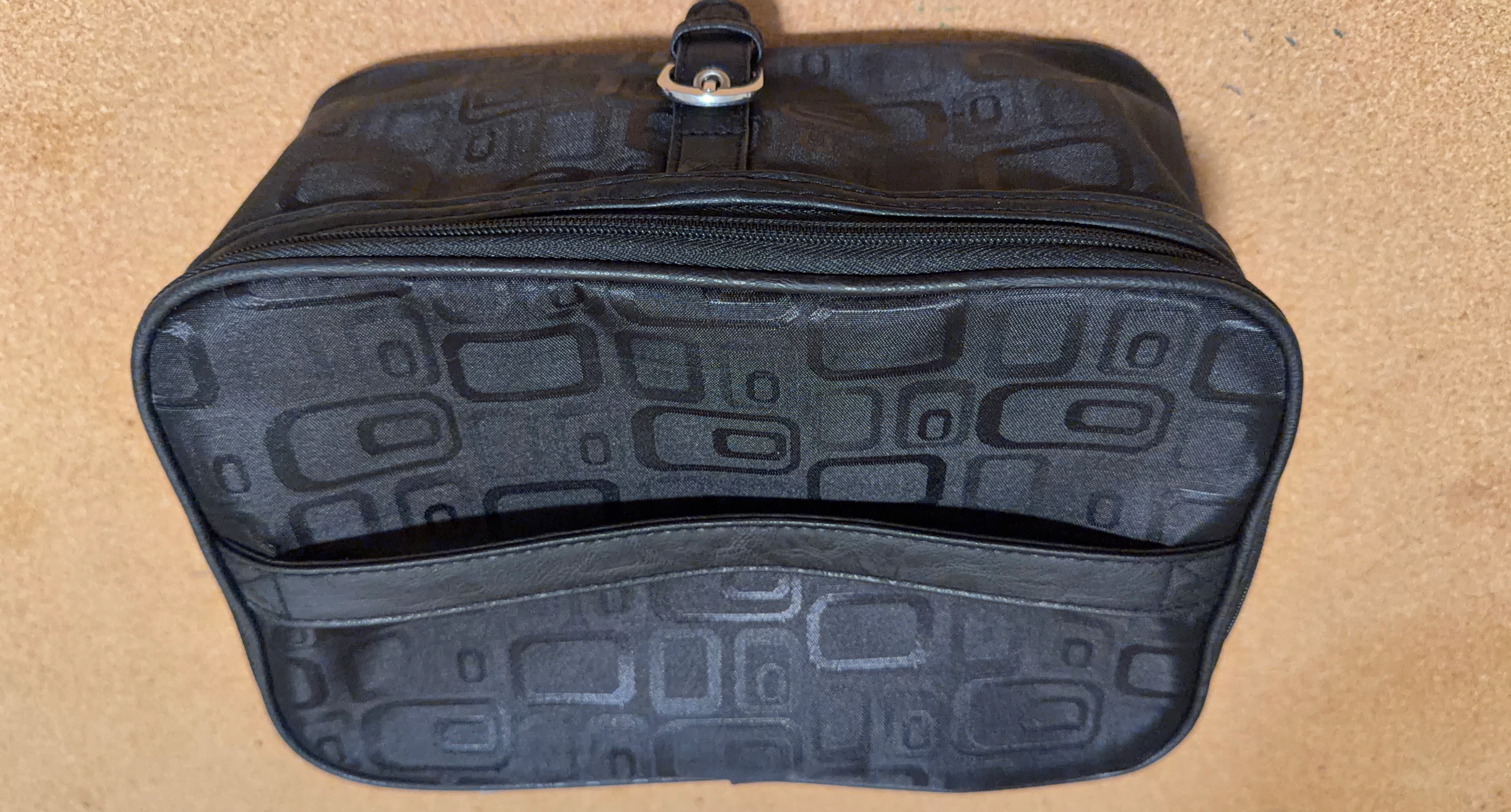 Black patterned cosmetic bag