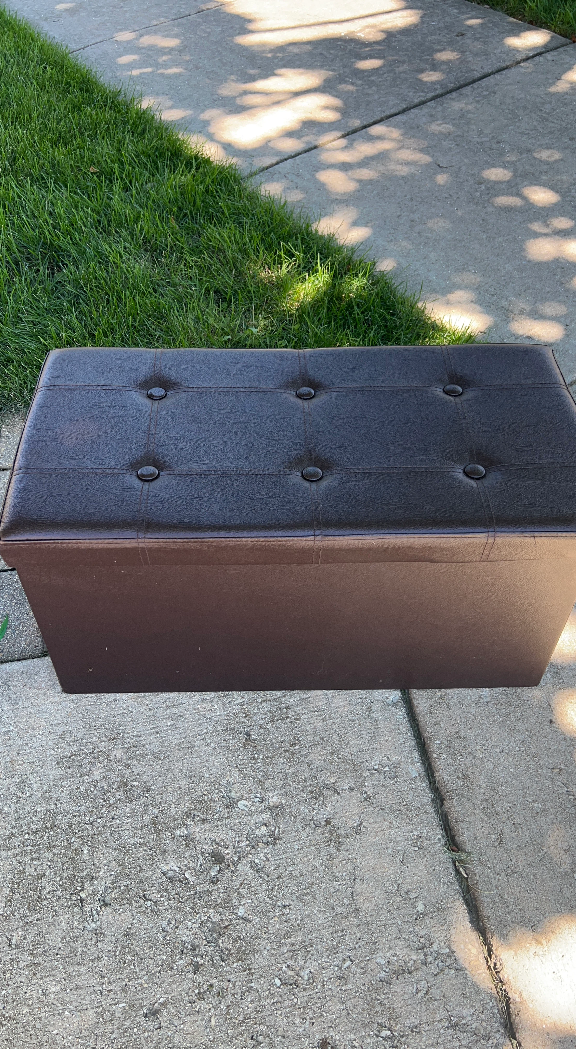 Brown Faux Leather Storage Ottoman Bench