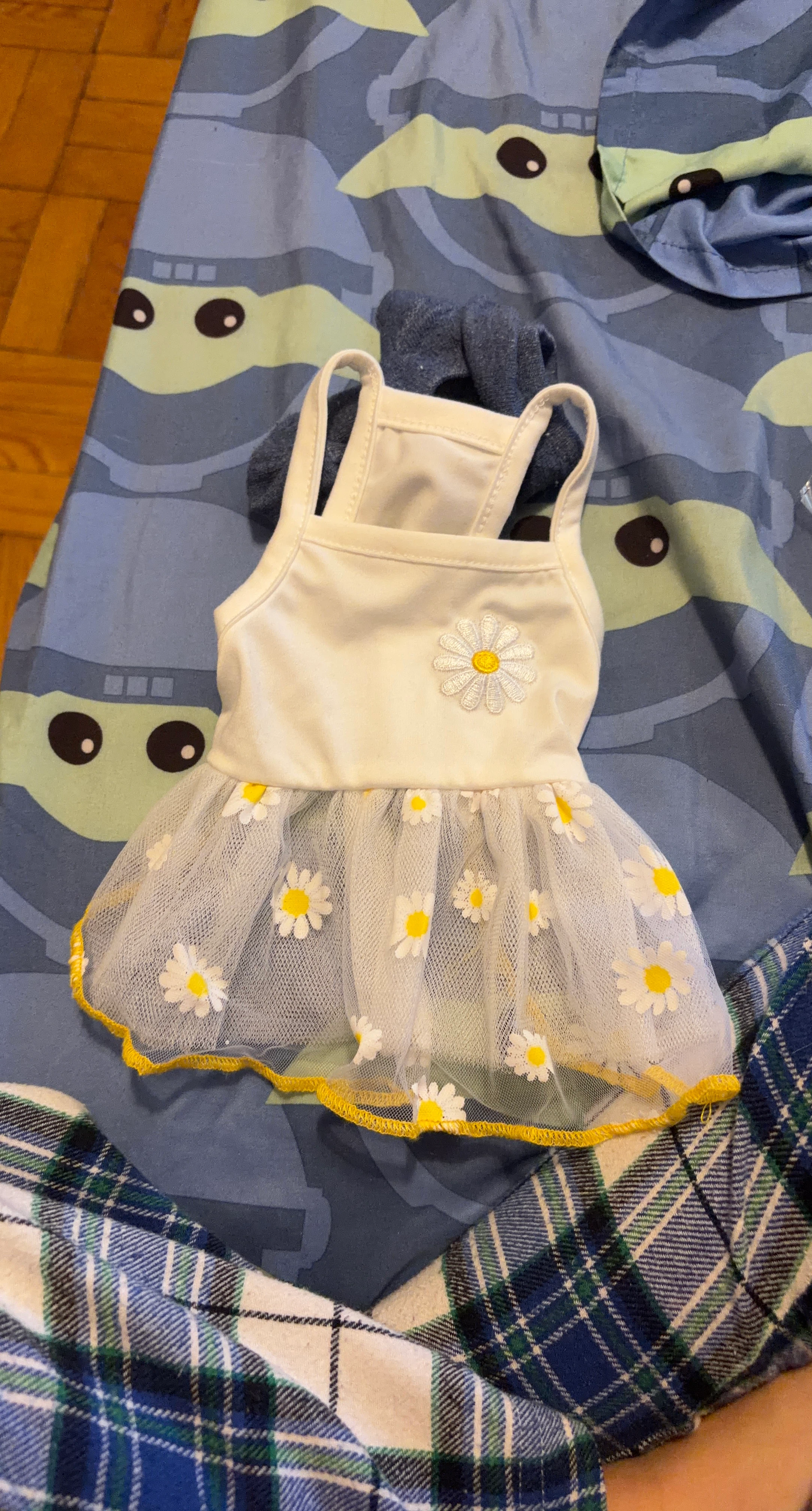 White Pet Dress with Daisy Print