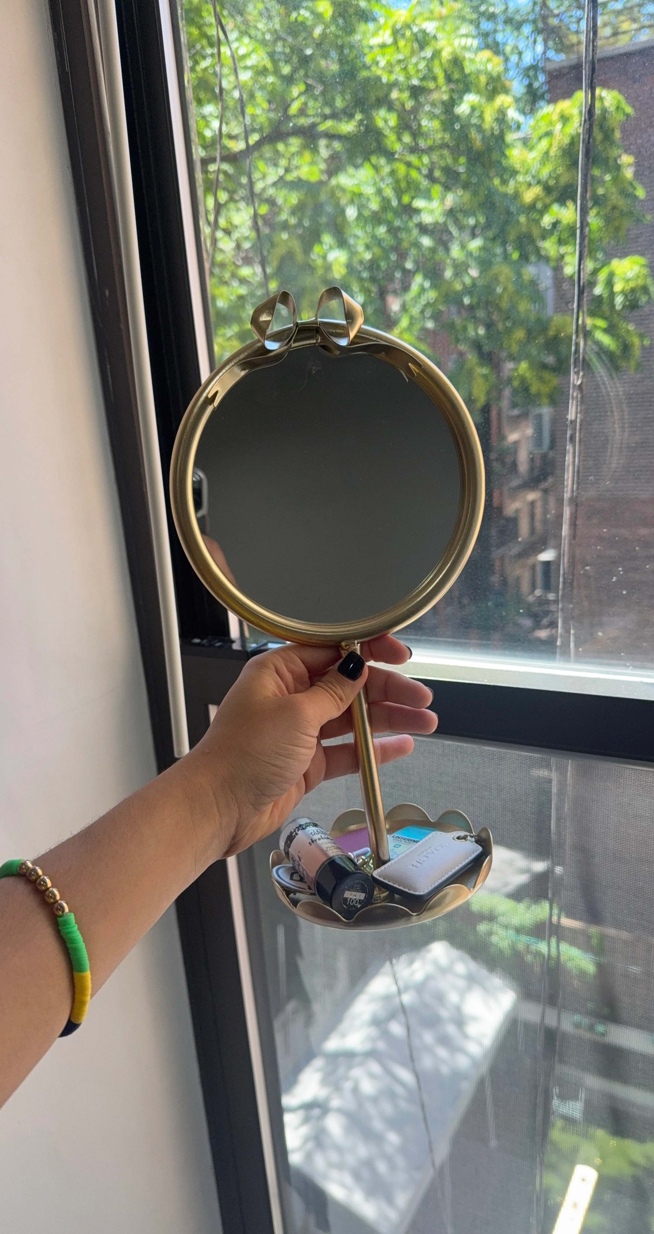 Gold Vanity Mirror with Tray