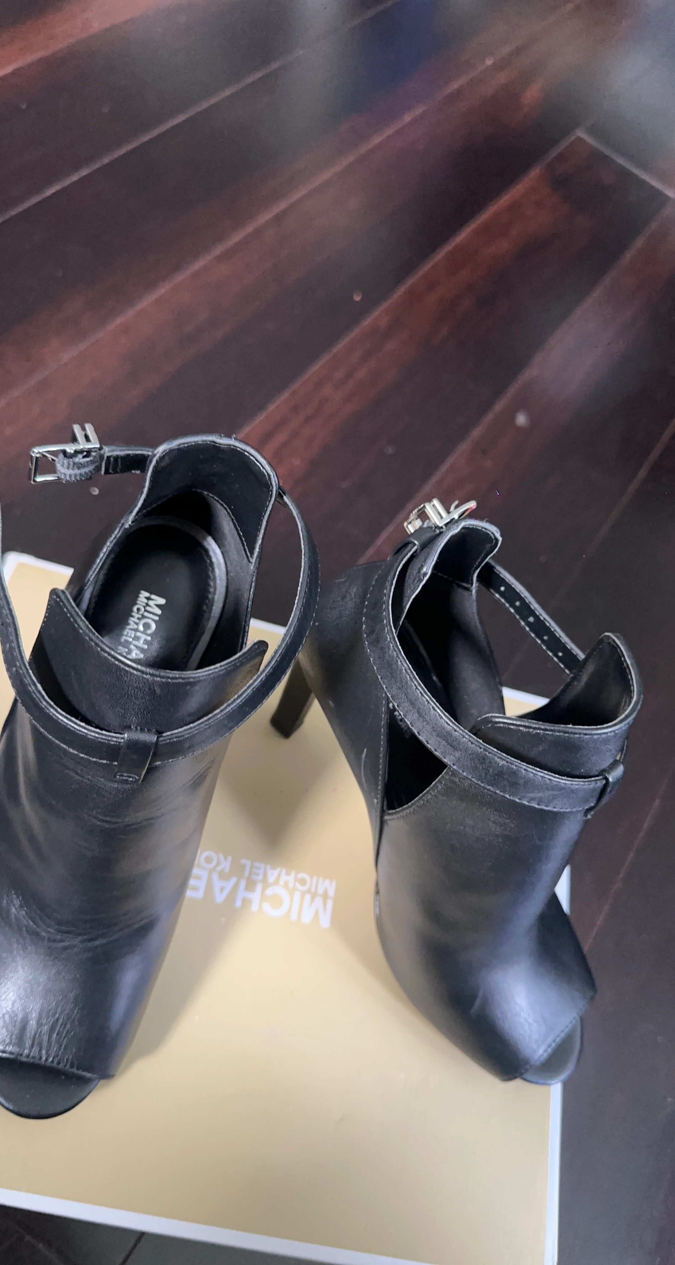 Michael Kors Black Peep Toe Ankle Booties