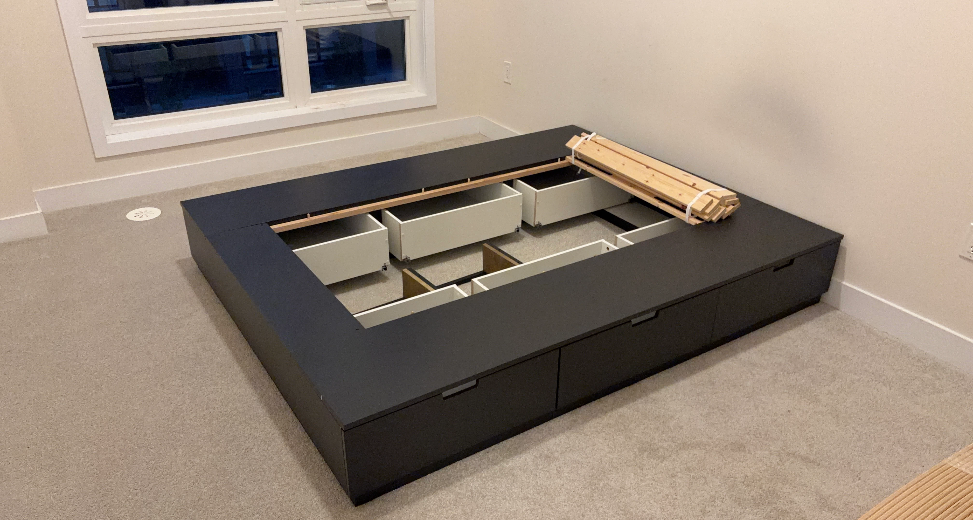 Modern Black Queen Platform Bed Frame with 6 Drawers - photo 2