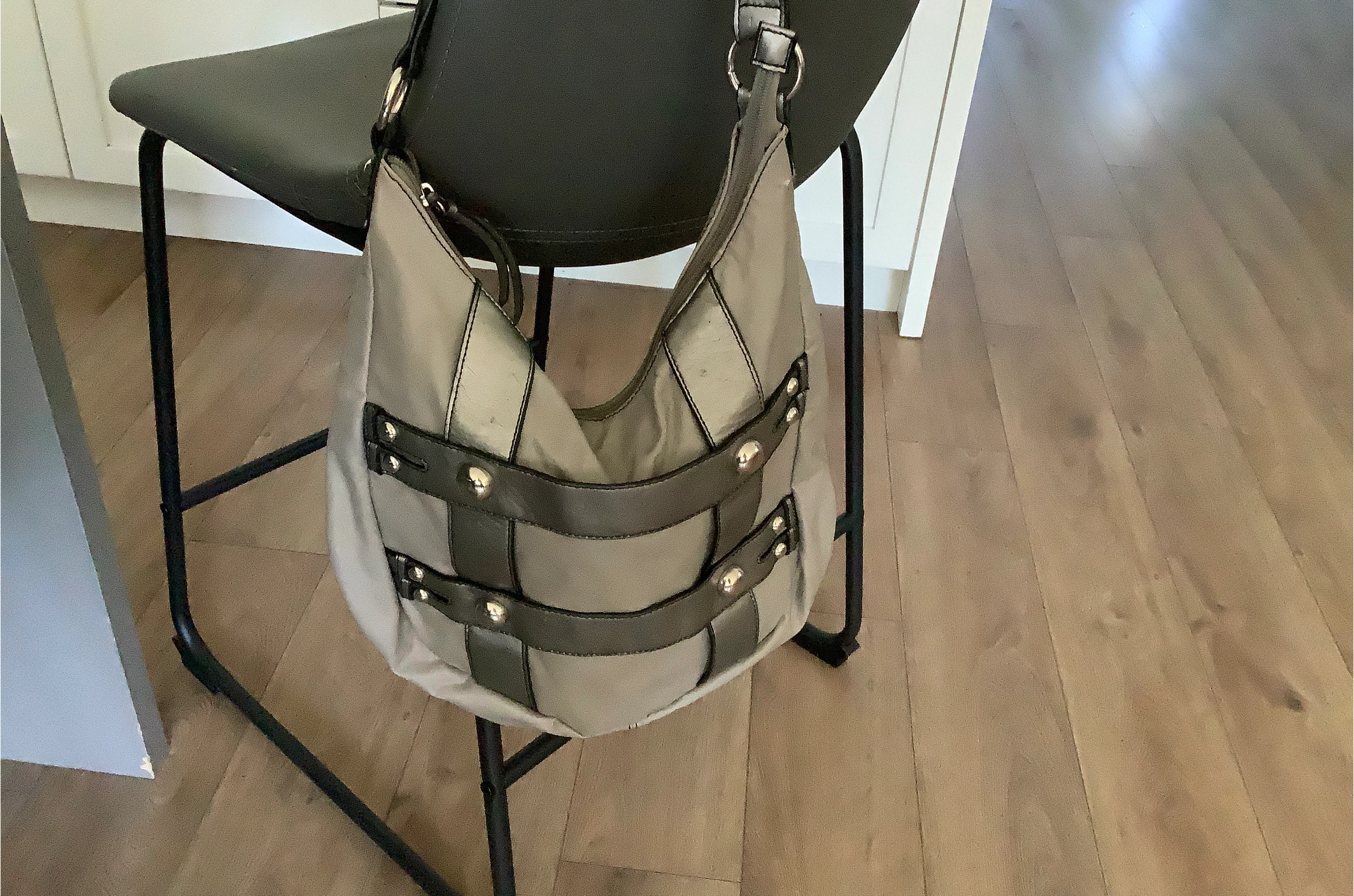 Silver Shoulder Bag with Studs