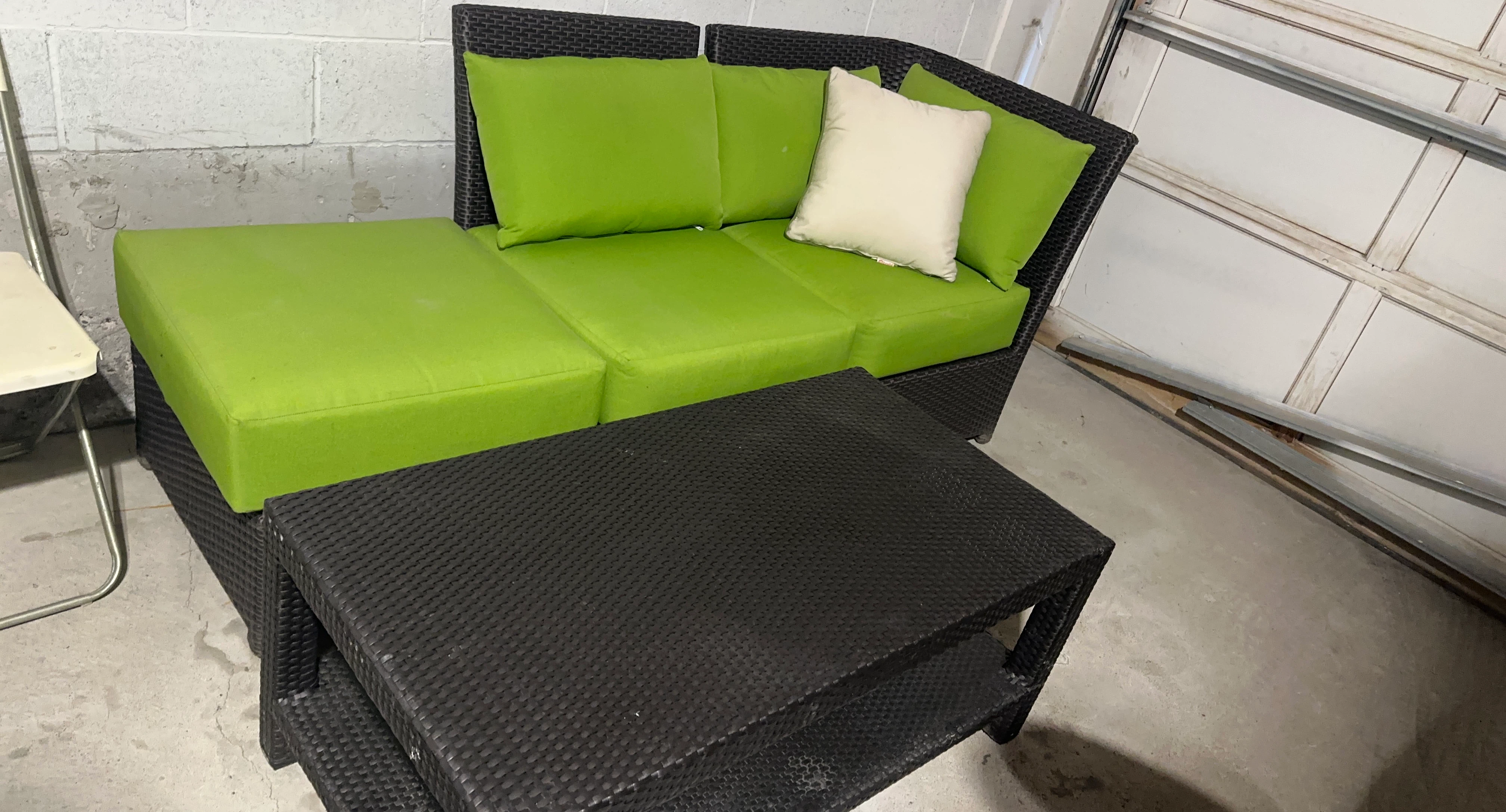 Wicker Outdoor Sofa and Coffee Table Set