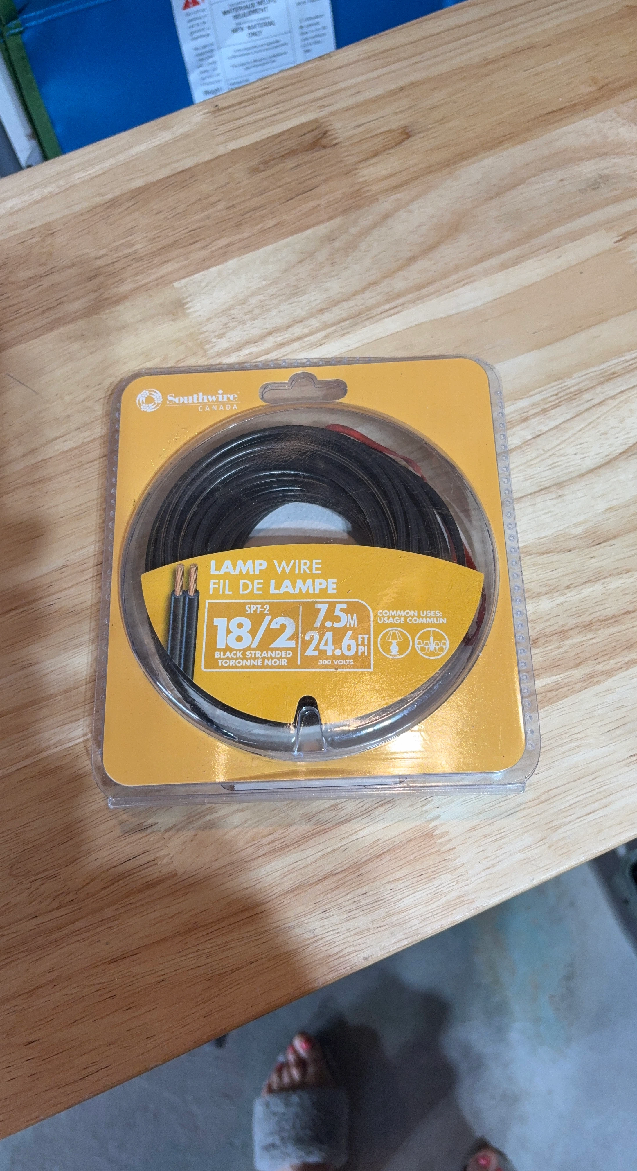 Southwire Lamp Wire SPT-2 18/2 7.5M Black Stranded