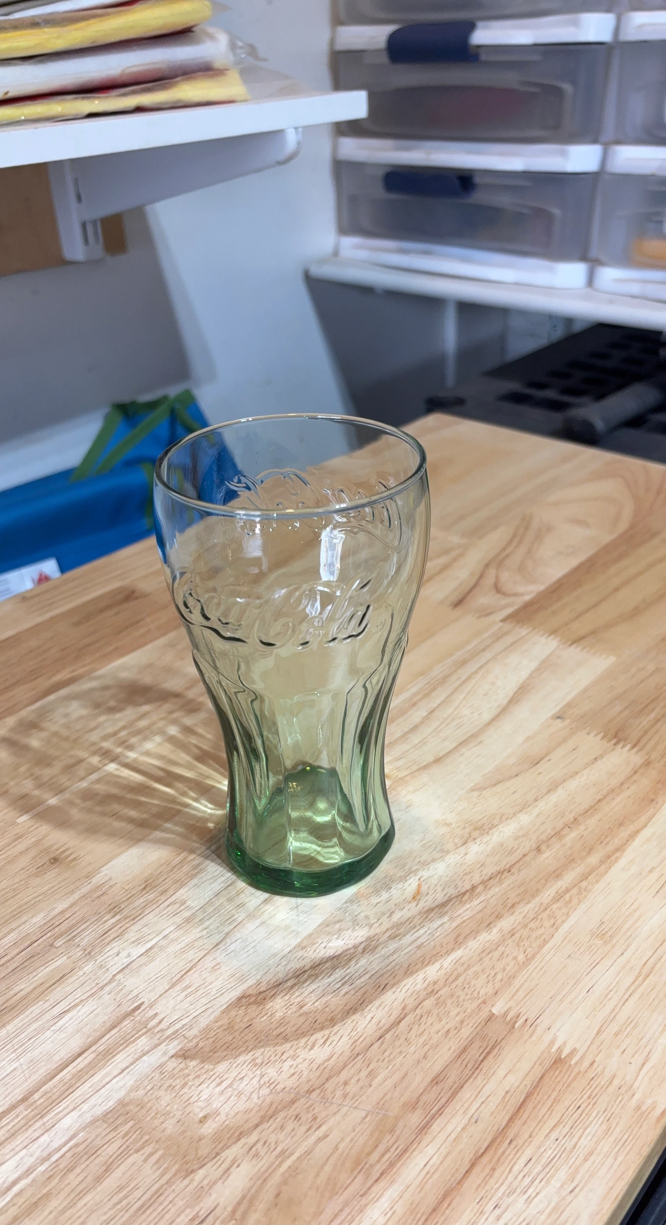 Six Coca-Cola Green Glass Tumblers