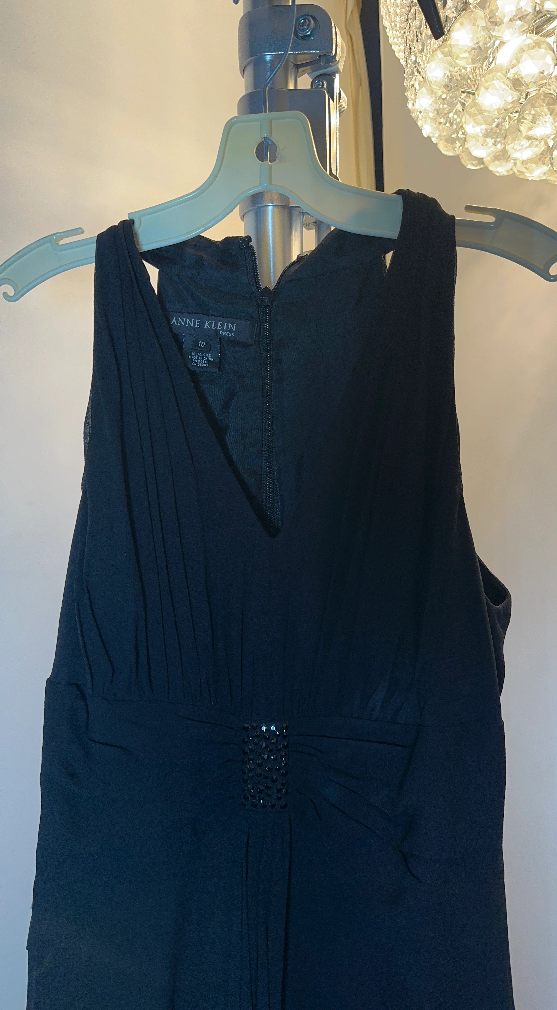 Anne Klein Black Sleeveless Embellished Dress Size 10