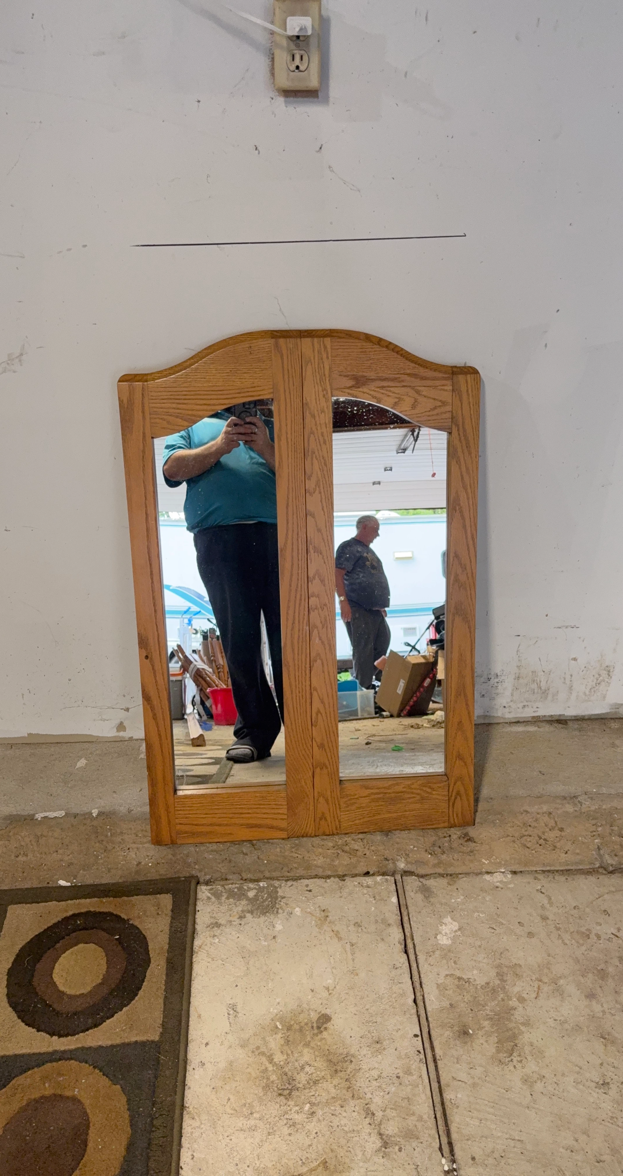 Wooden Framed Arch Top Mirror