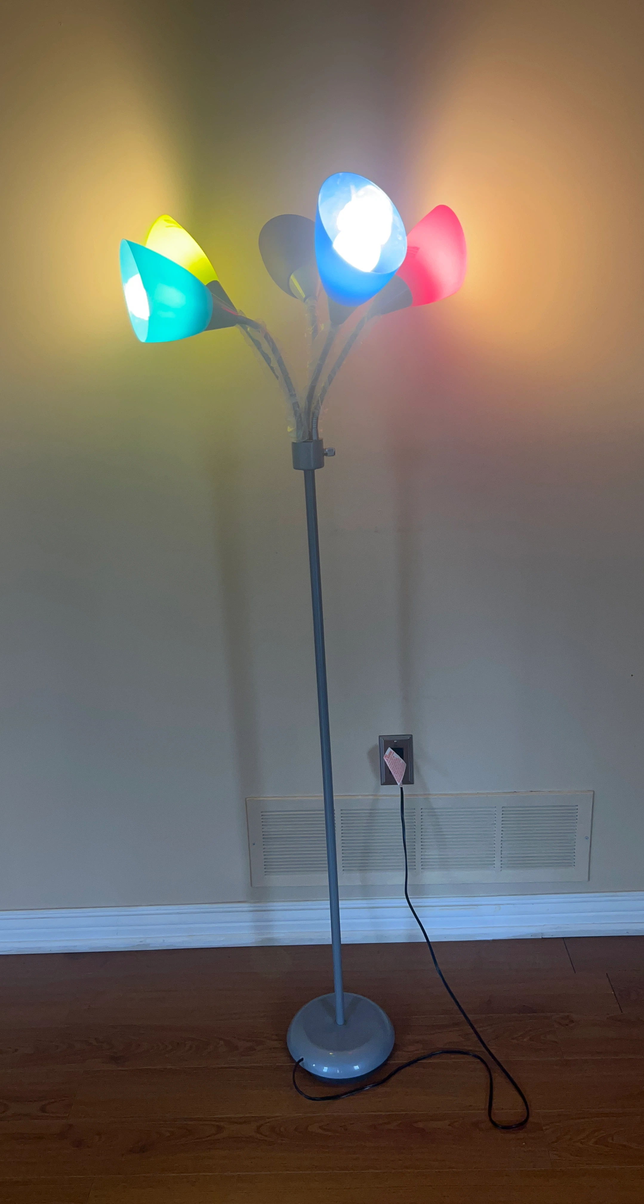 Multi-Head Floor Lamp with Coloured Shades