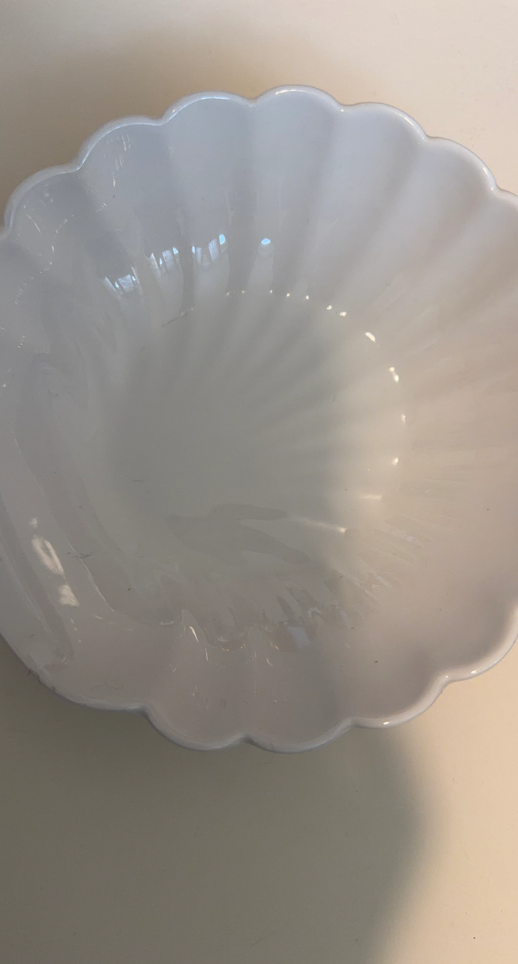 White Scalloped Edge Serving Bowl
