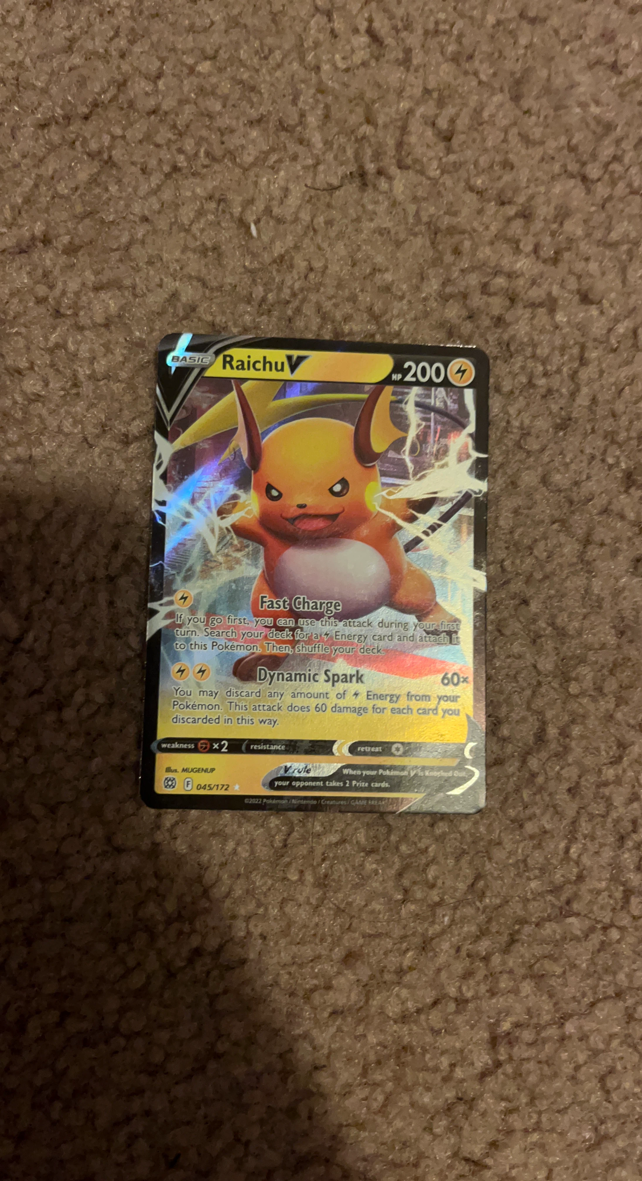 Pokémon Raichu V 045/172 TCG Card