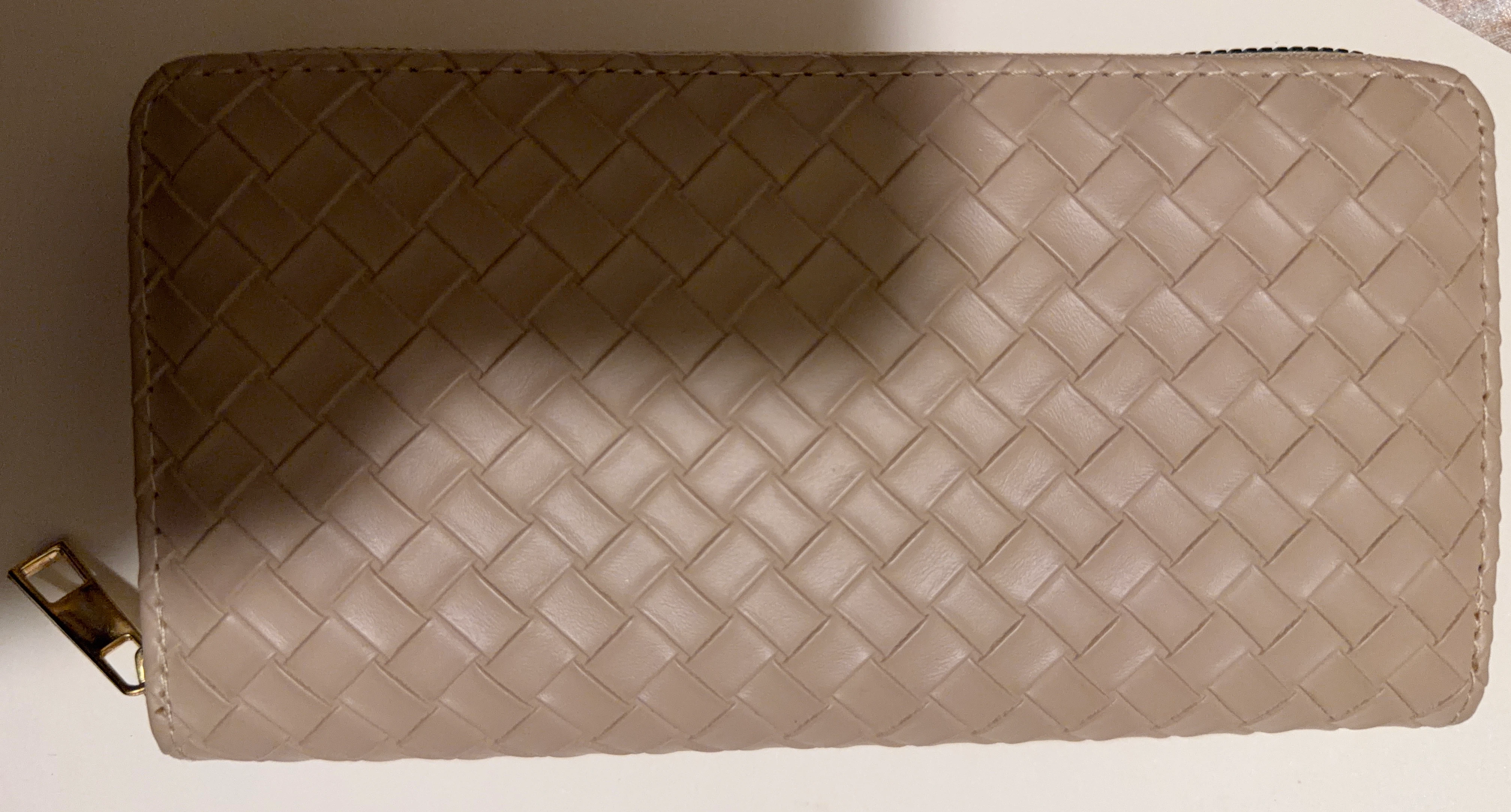 Woven Zip Around Wallet - Taupe