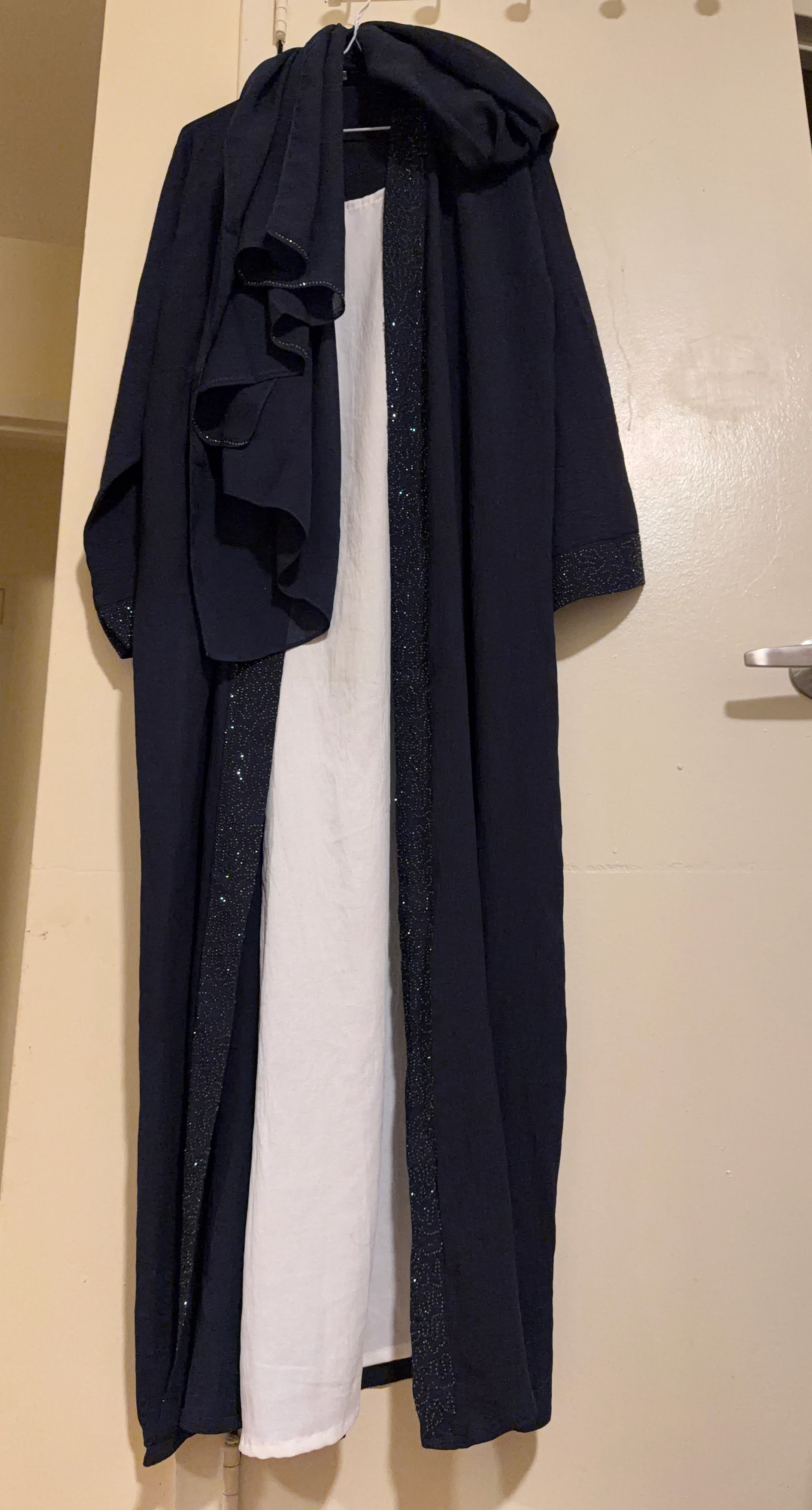 Navy Blue Abaya with White Inner Dress