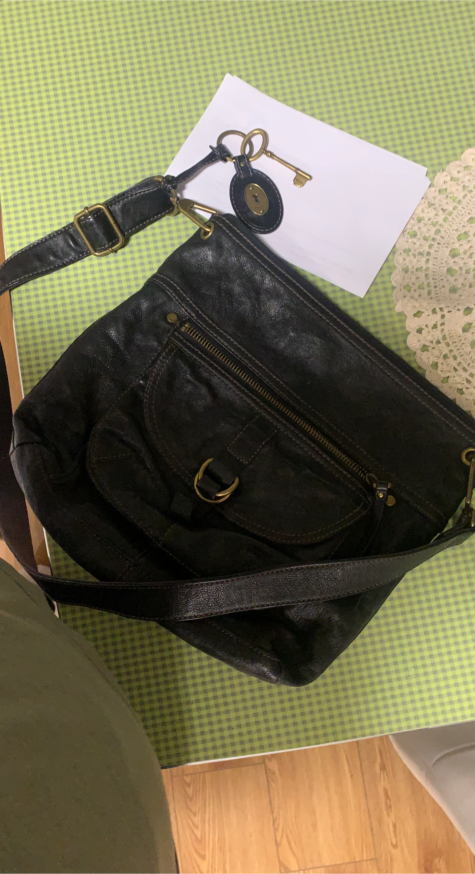Fossil Black Leather Shoulder Bag