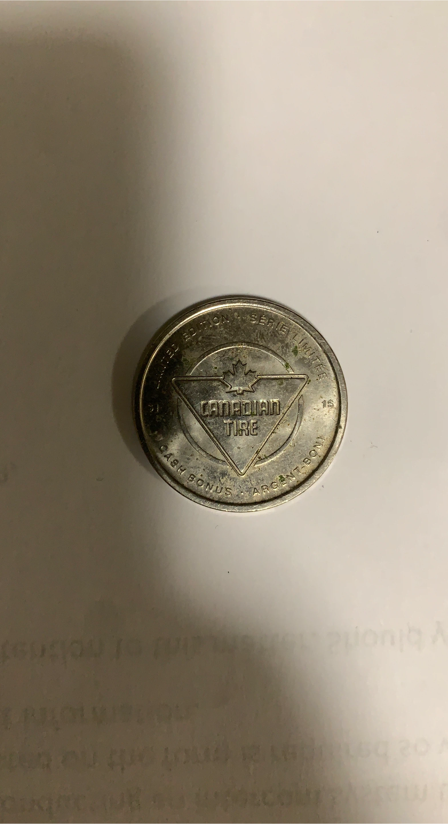 Canadian Tire Limited Edition Cash Bonus Token