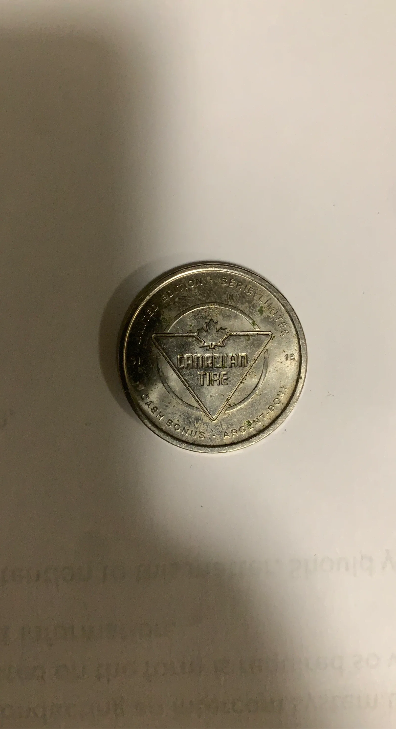Canadian Tire Limited Edition Cash Bonus Token