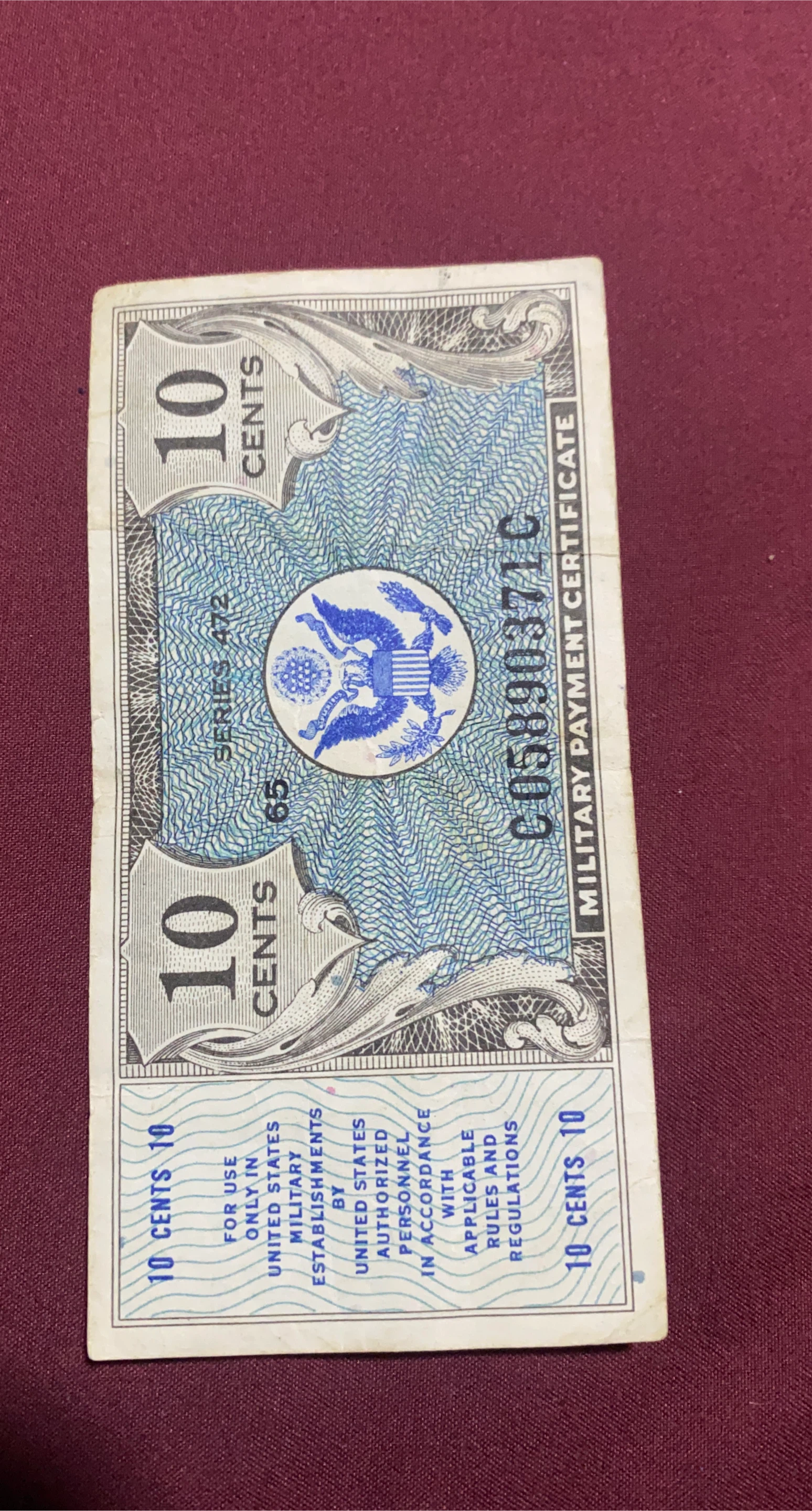 10 Cents Military Payment Certificate