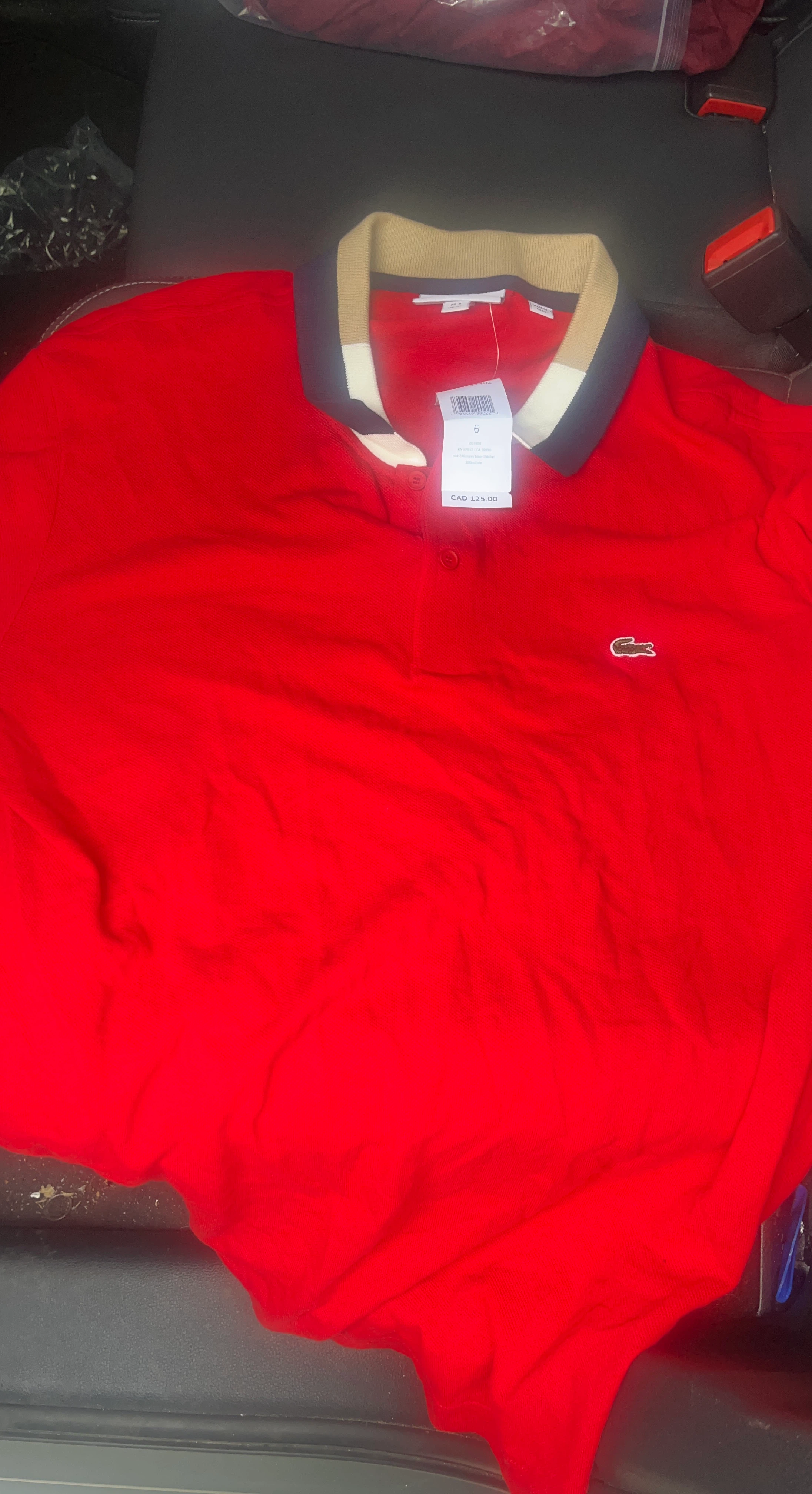 Lacoste Men's Red Polo Shirt - Size 6