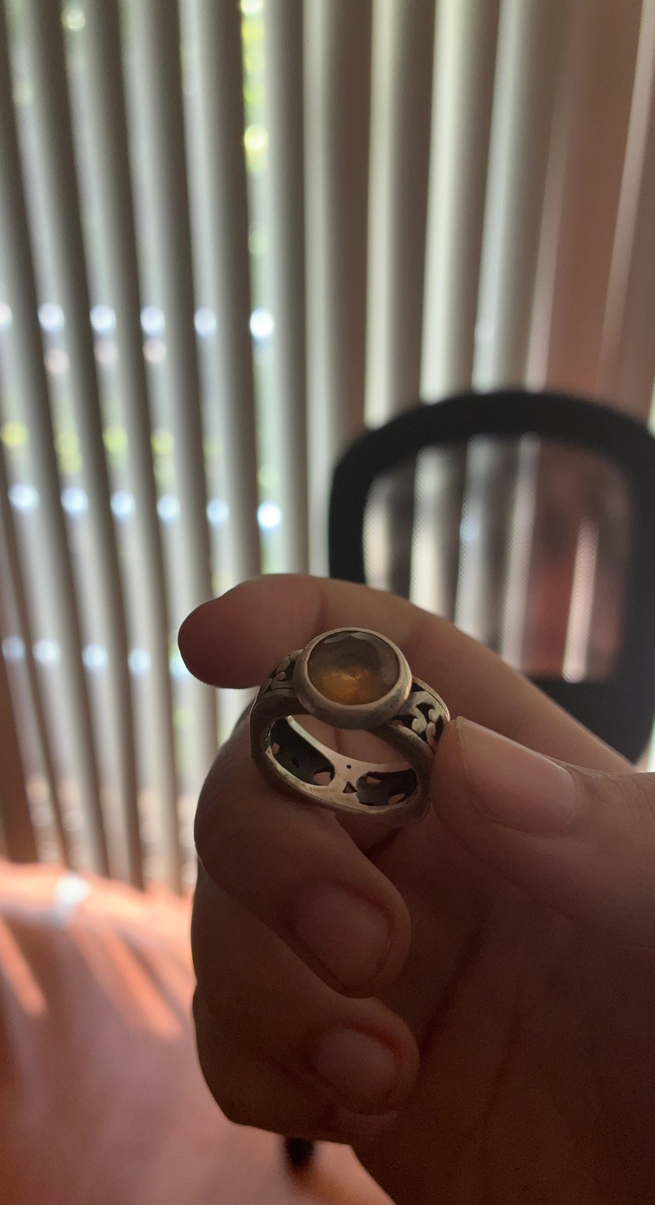 Silver Ring with Amber Stone