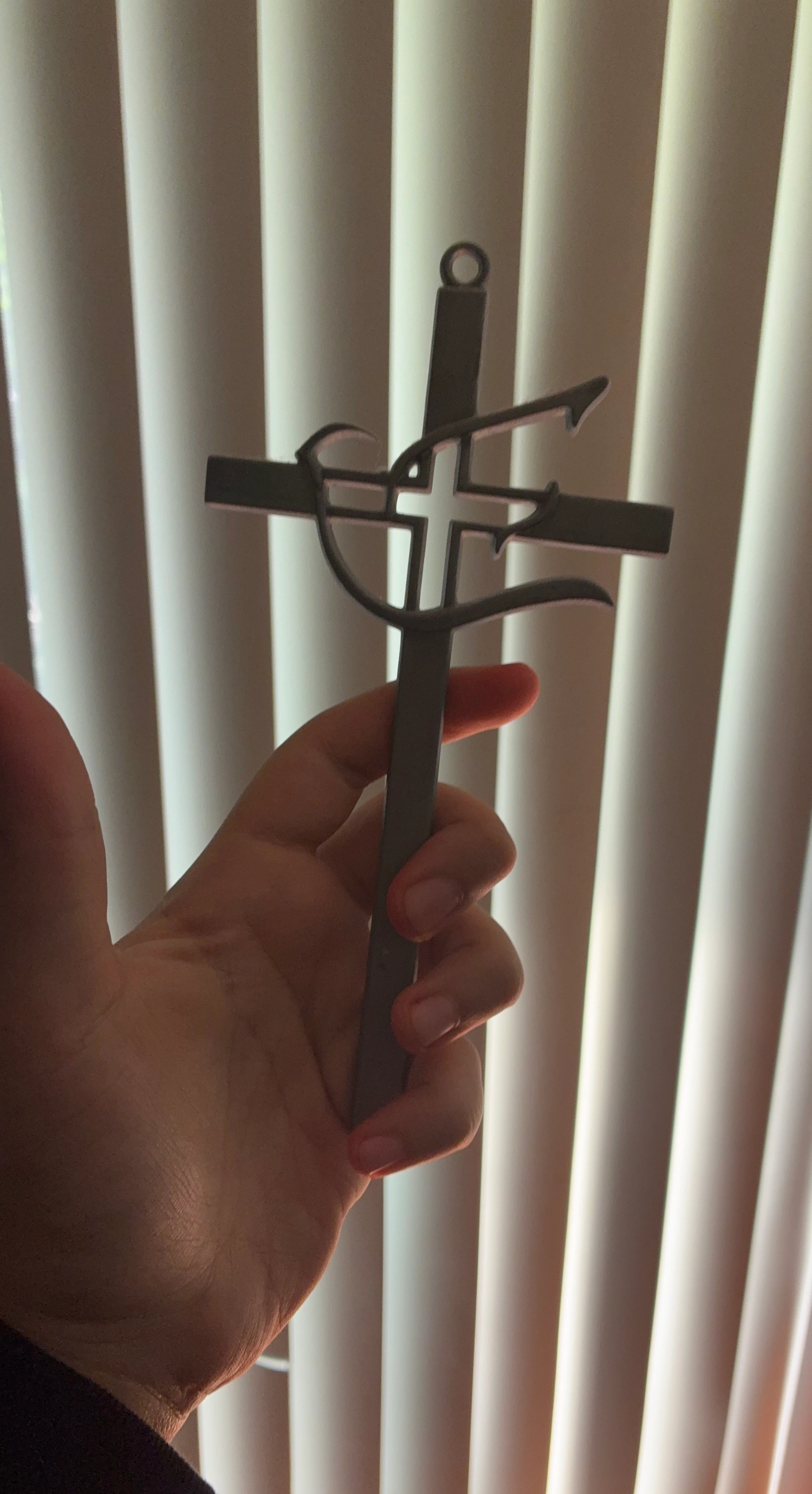 Decorative Metal Cross with Ornate Design